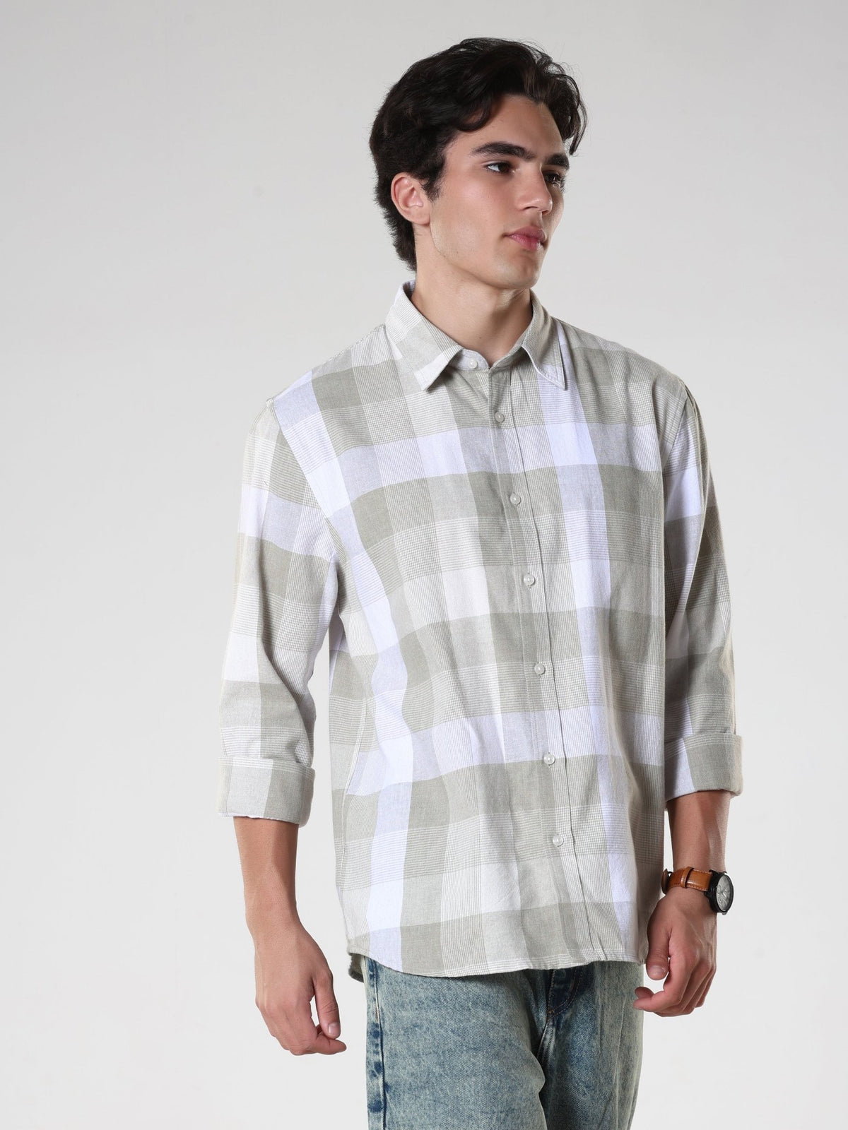 Amabel - Checkered Regular fit Shirt - Grey - Espanshe