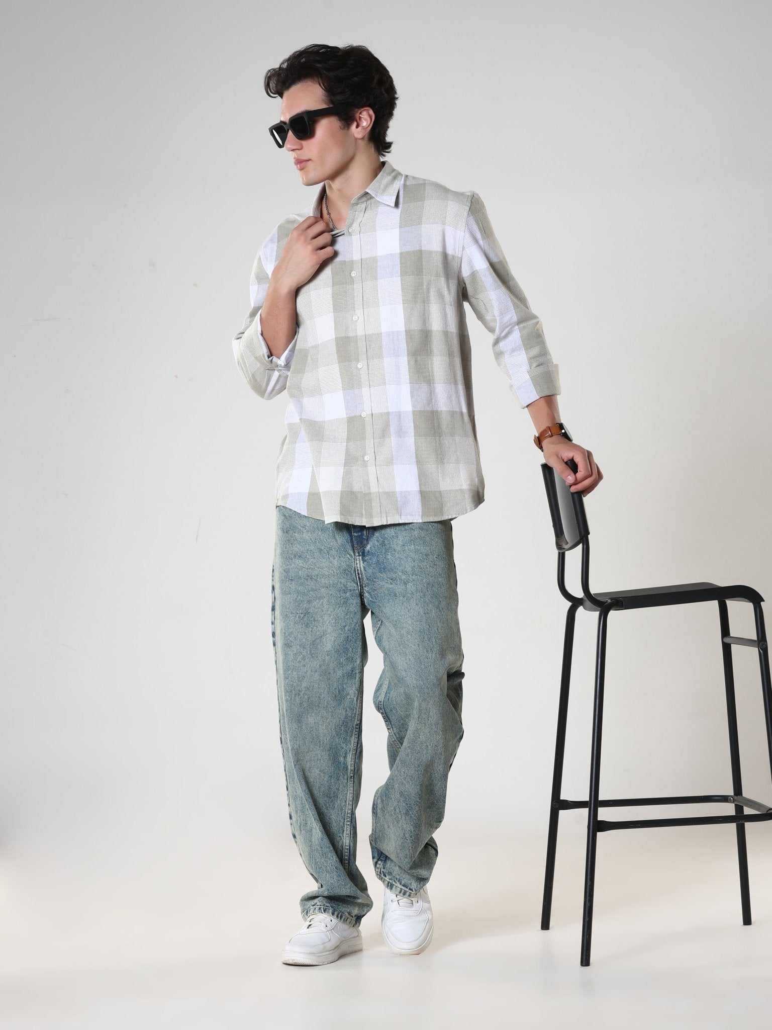Amabel - Checkered Regular fit Shirt - Grey - Espanshe