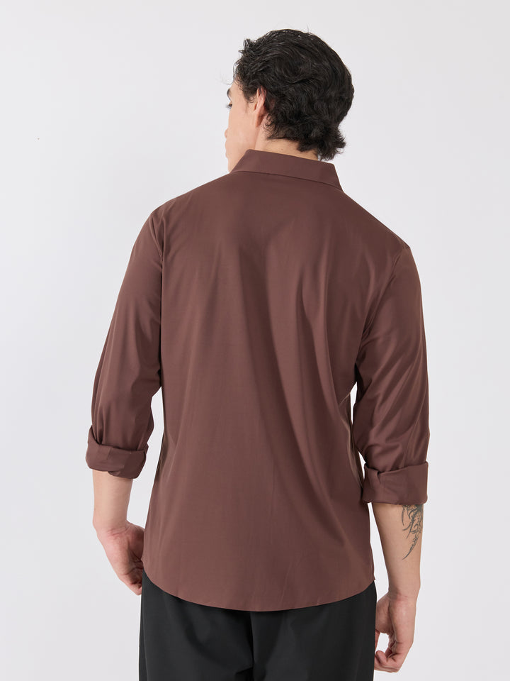 men's  shirt - regal swirl Embellished with stone- coffee brown