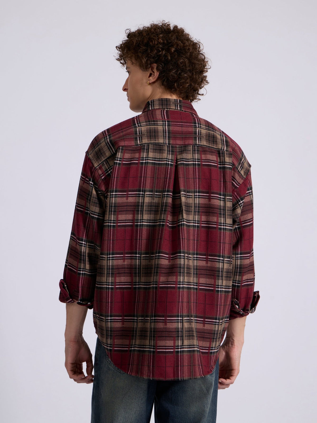 Talbot - Drop Shoulder Checks Shirt - Maroon - Espanshe