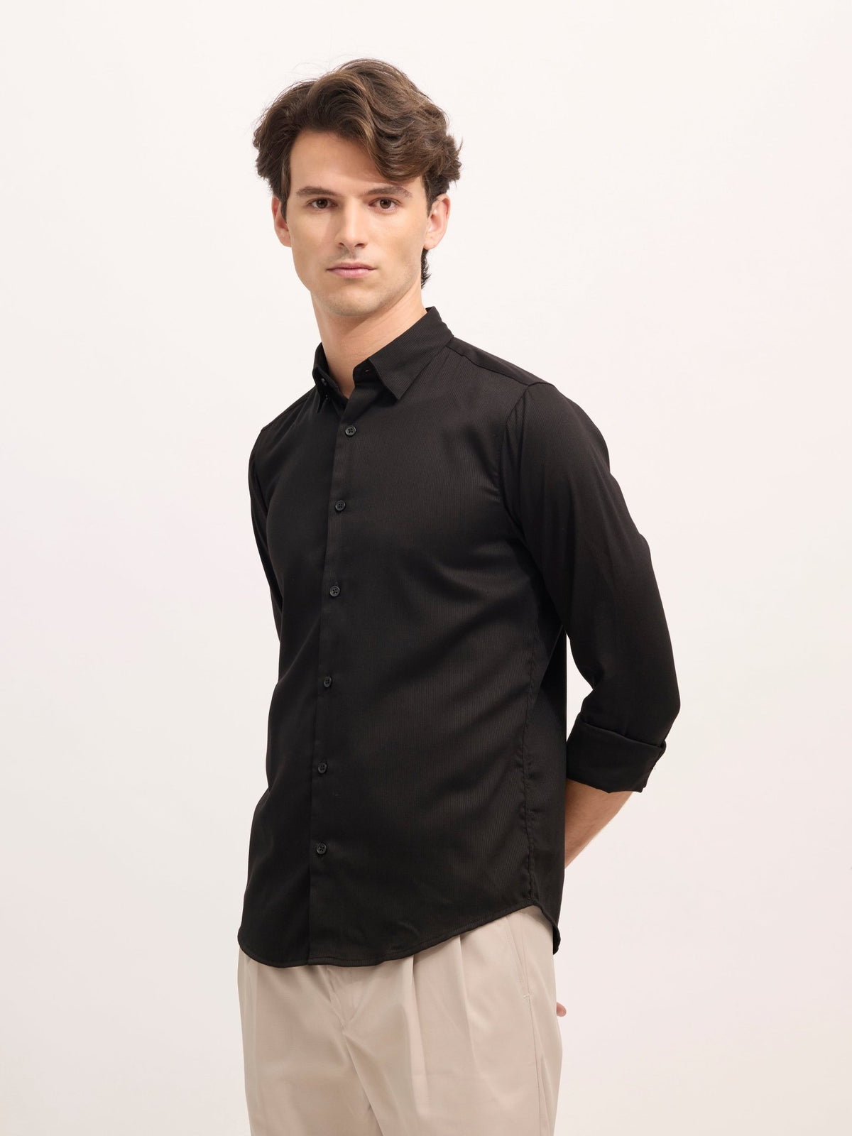 Ivar - Turkish Fit Striped Shirt - Black - Espanshe