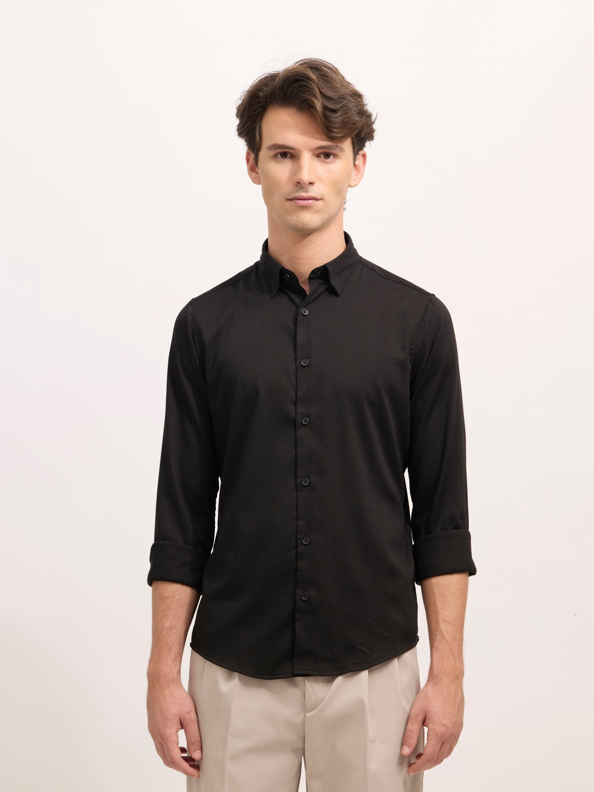 Ivar - Turkish Fit Striped Shirt - Black - Espanshe