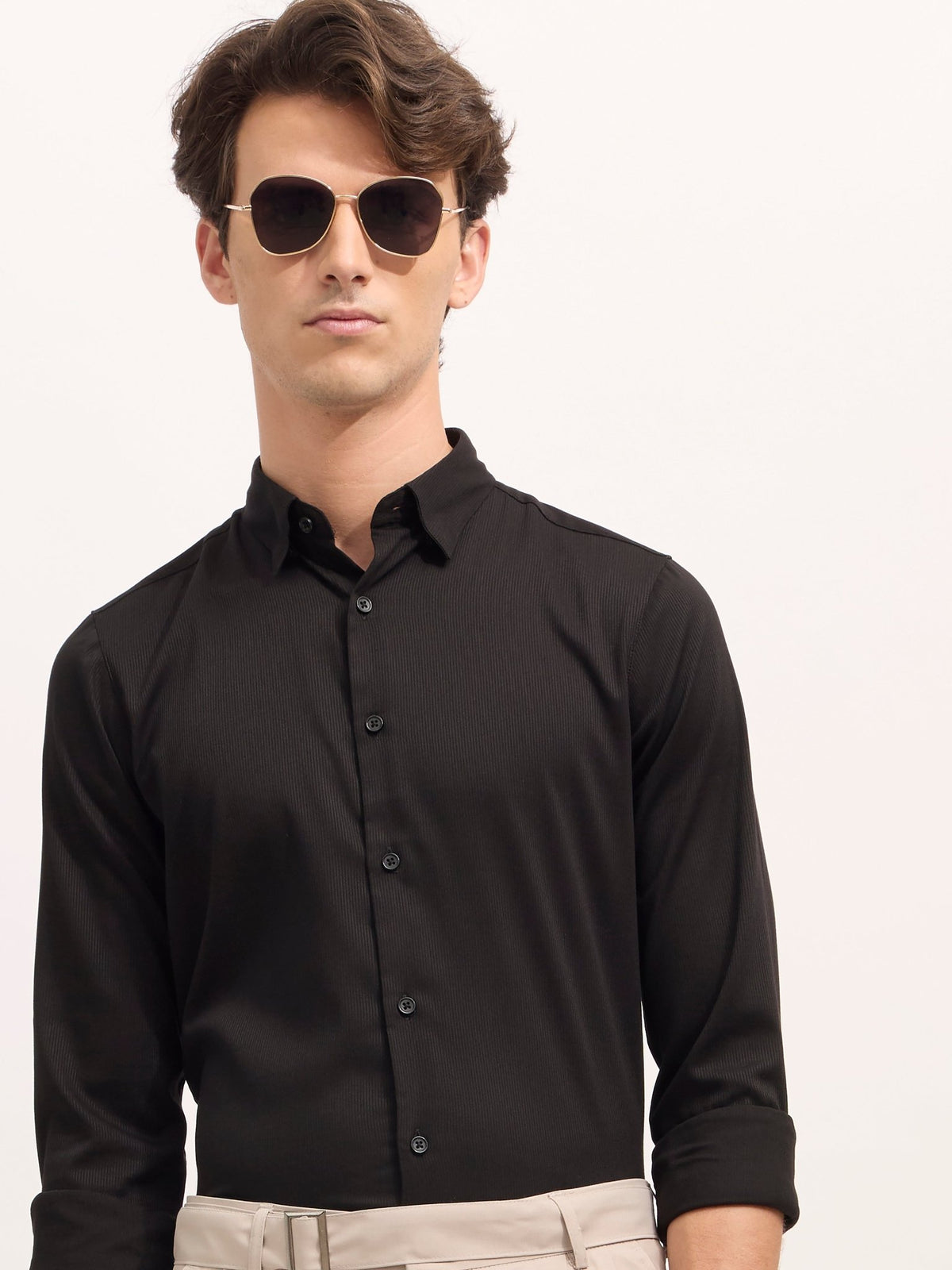 Ivar - Turkish Fit Striped Shirt - Black - Espanshe