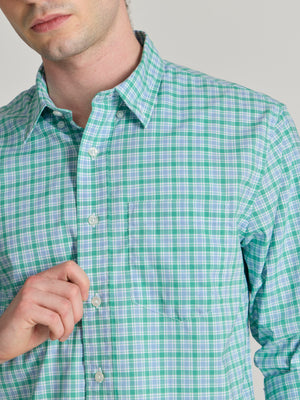 Men's Relaxed Fit Checks Shirt - blue green