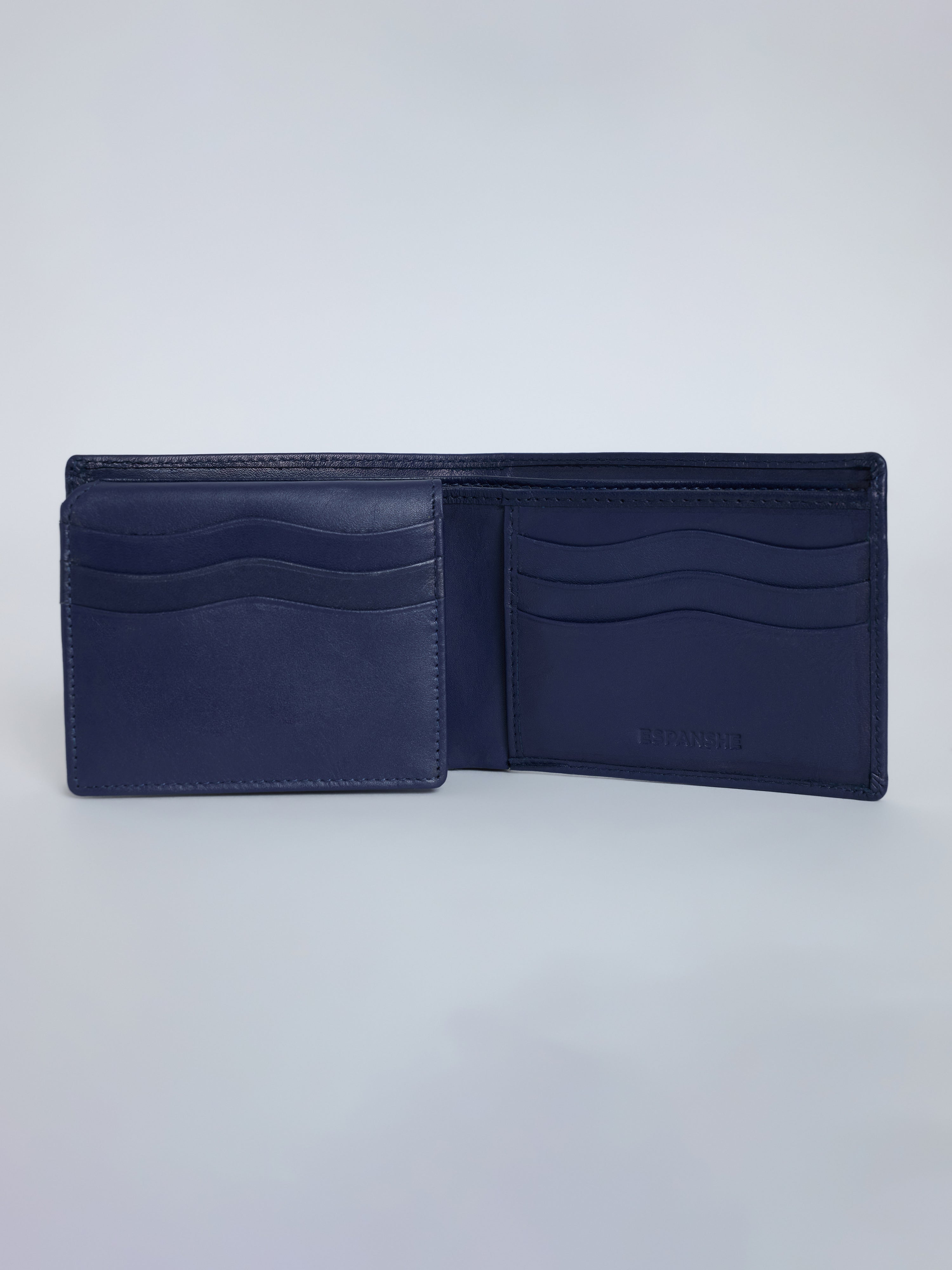 Arctic-5 - Vertical Leather ID Wallet - Navy Blue