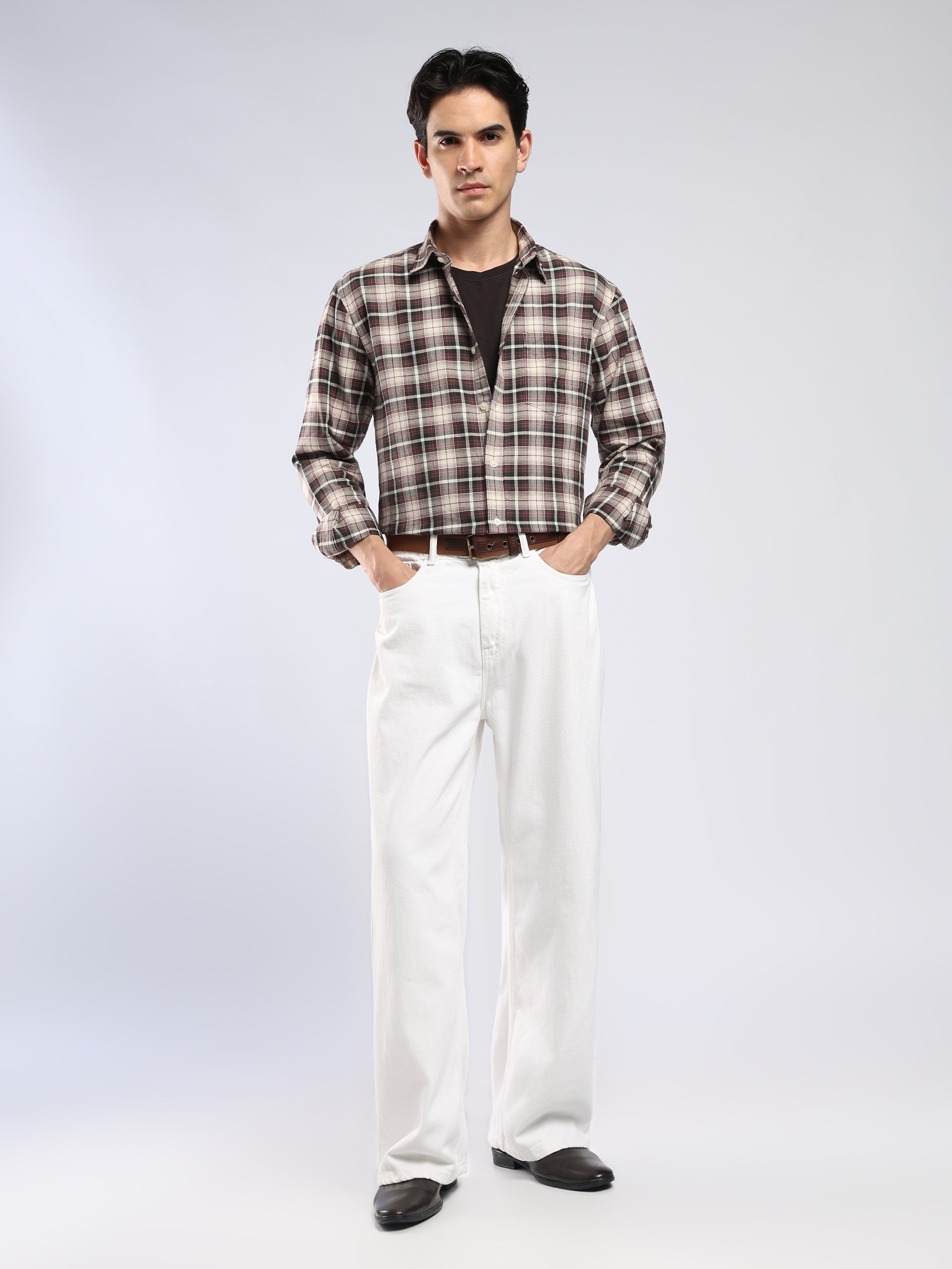Lutana - Oxford Checks Shirt - Burgundy Red