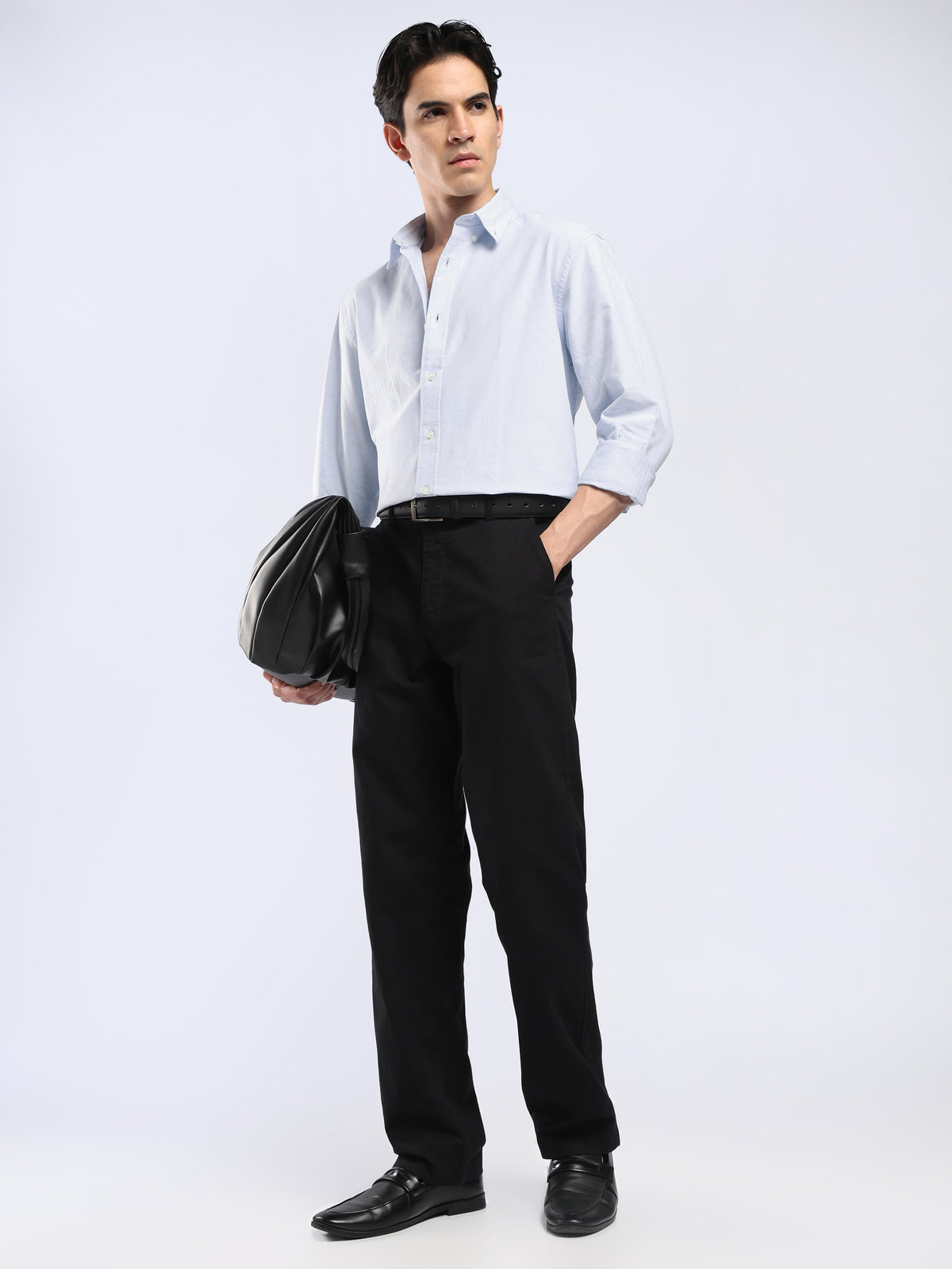 Cove -  Relaxed Fit Yarn Dyed Oxford Shirt  - Light Blue