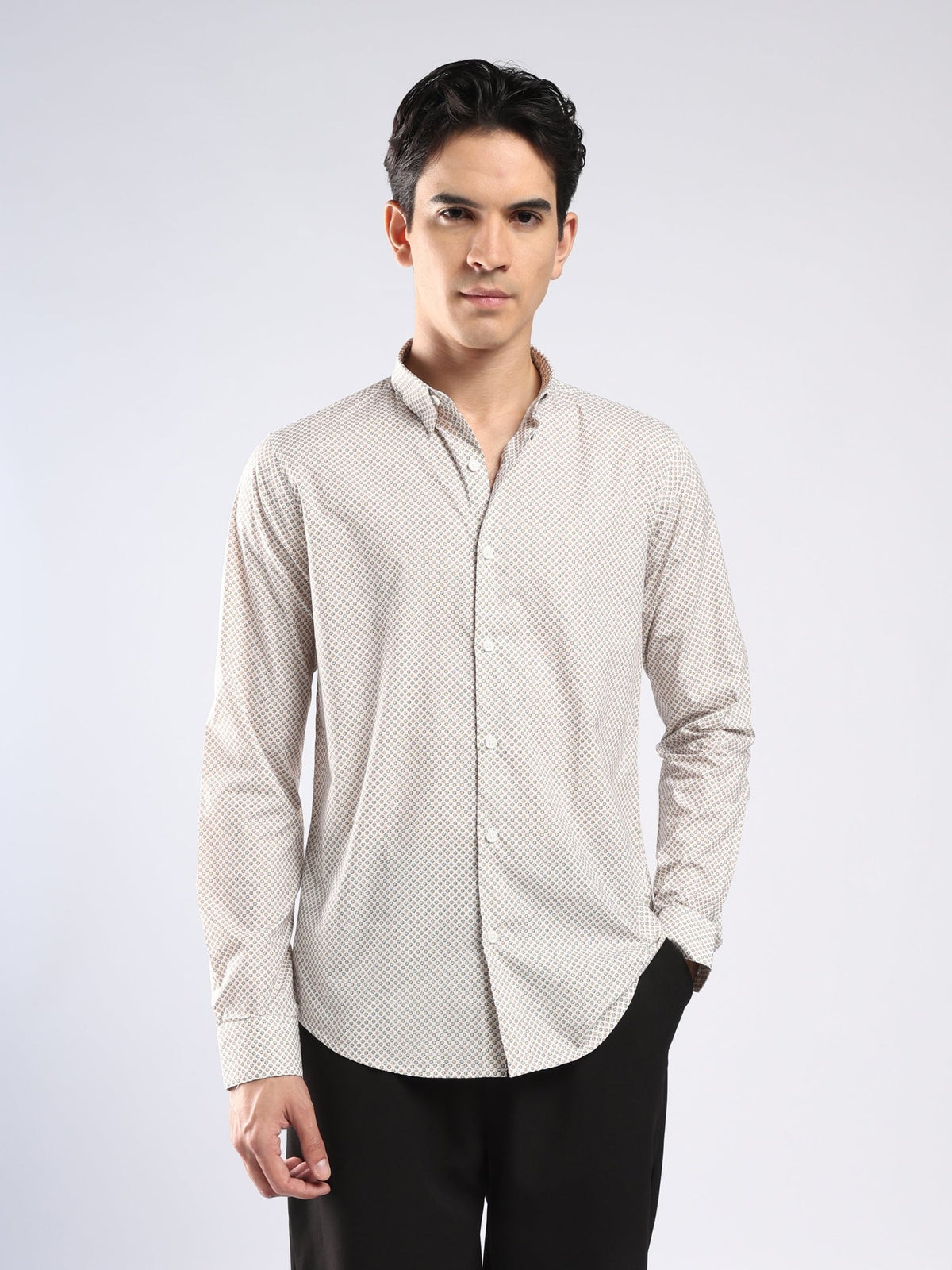 Auvomo - Digital Printed Shirt - Light Brown - Espanshe