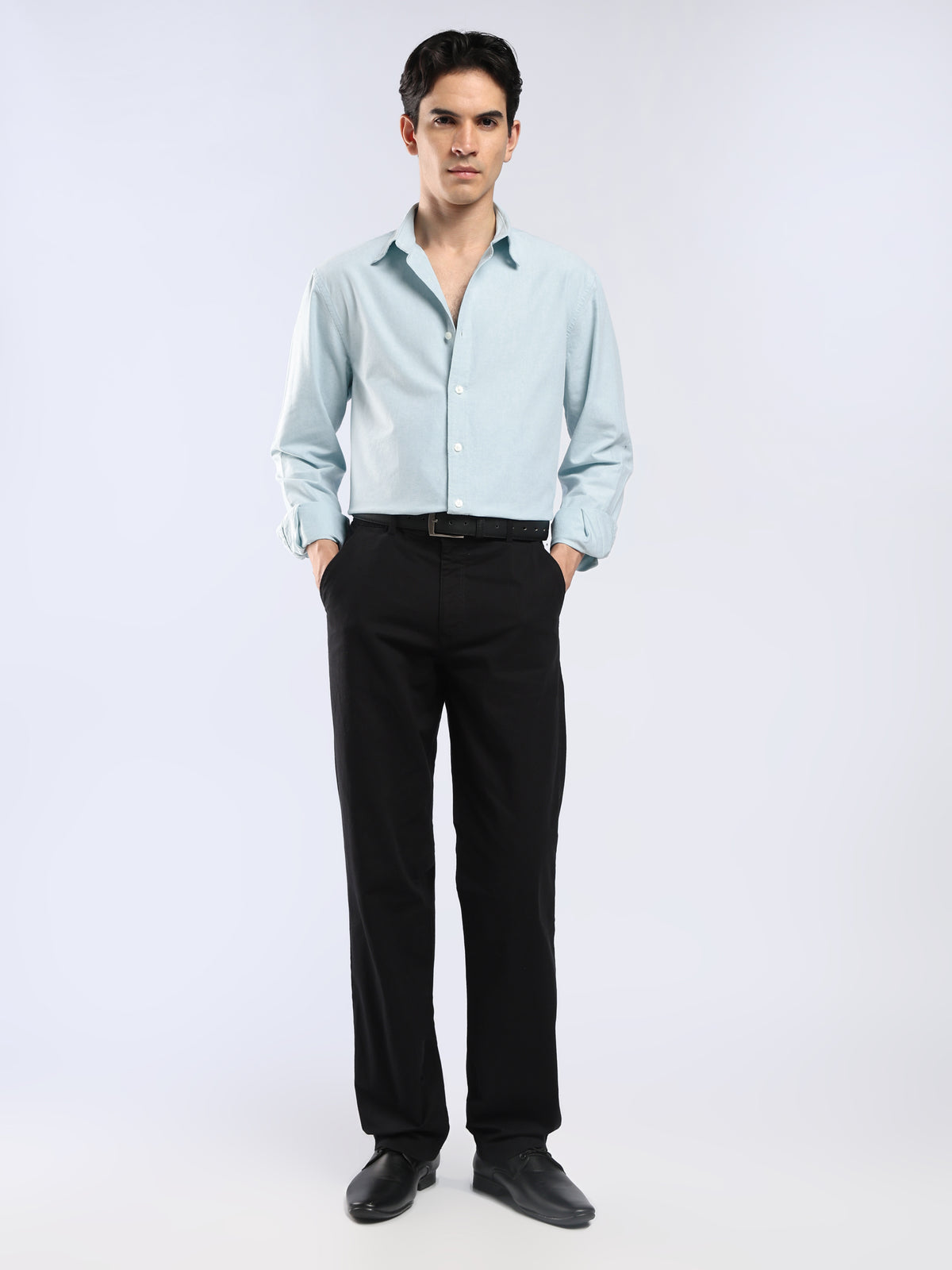 Cove -  Relaxed Fit Yarn Dyed Oxford Shirt  - Pale Turquoise