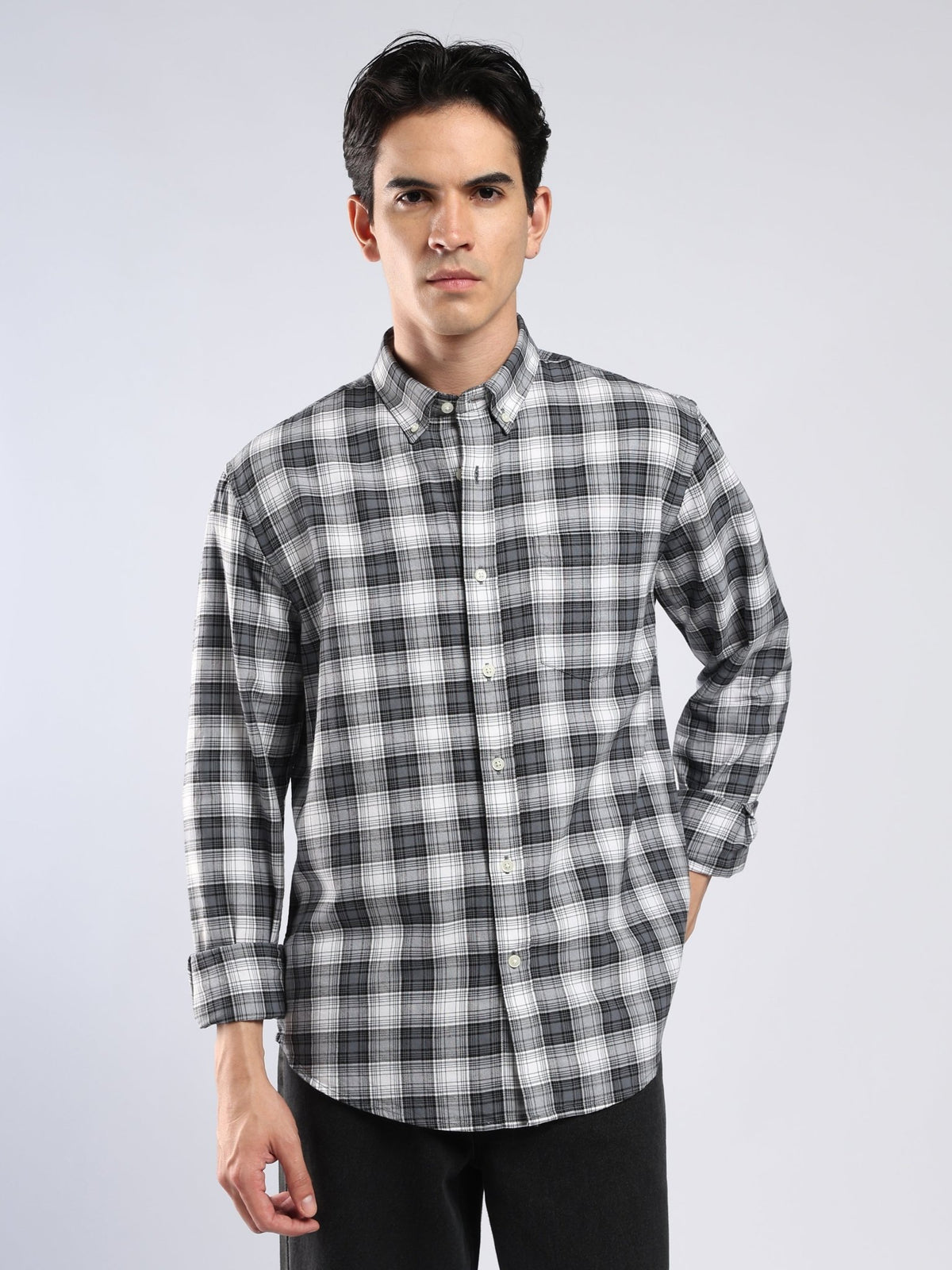 Lutana - Oxford Checks Shirt - Charcoal Grey - Espanshe