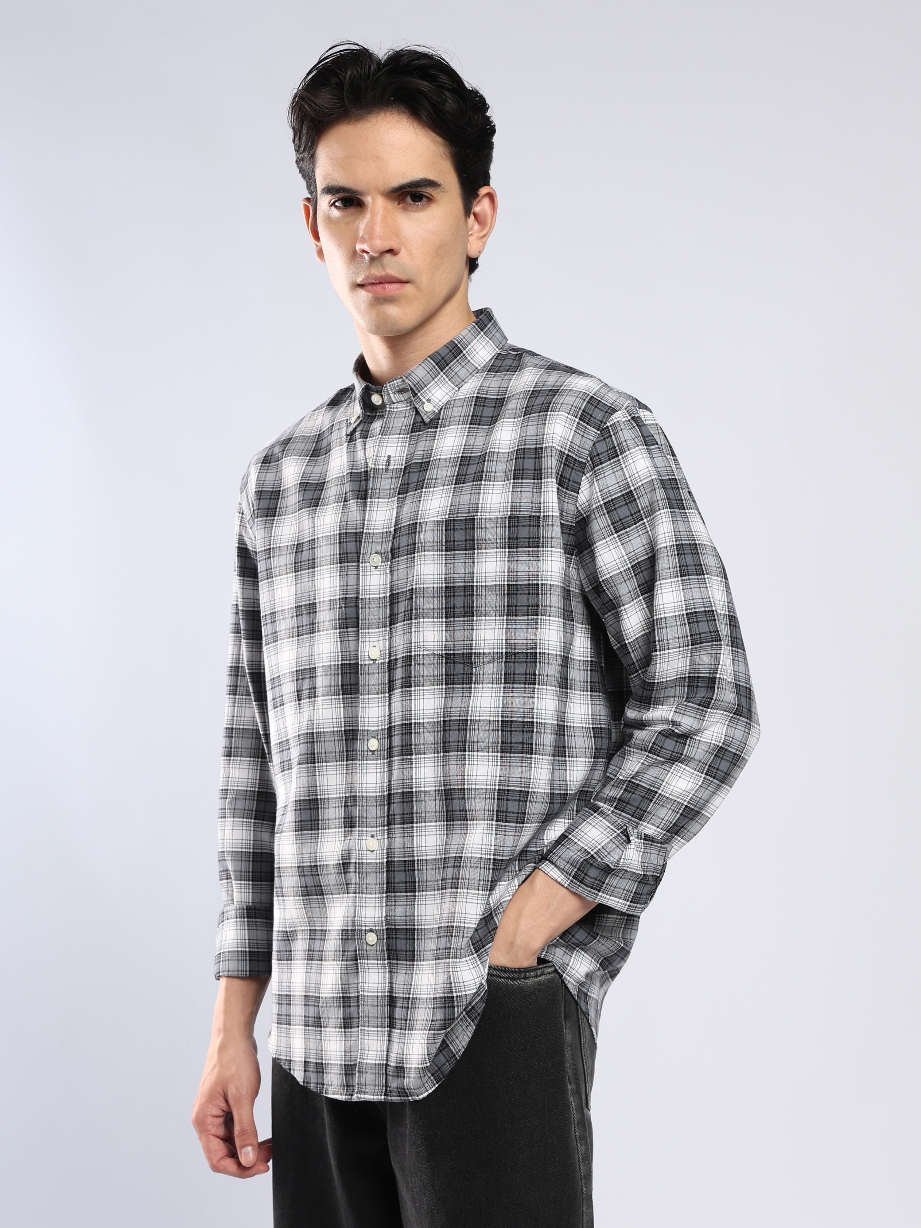 Lutana - Oxford Checks Shirt - Charcoal Grey