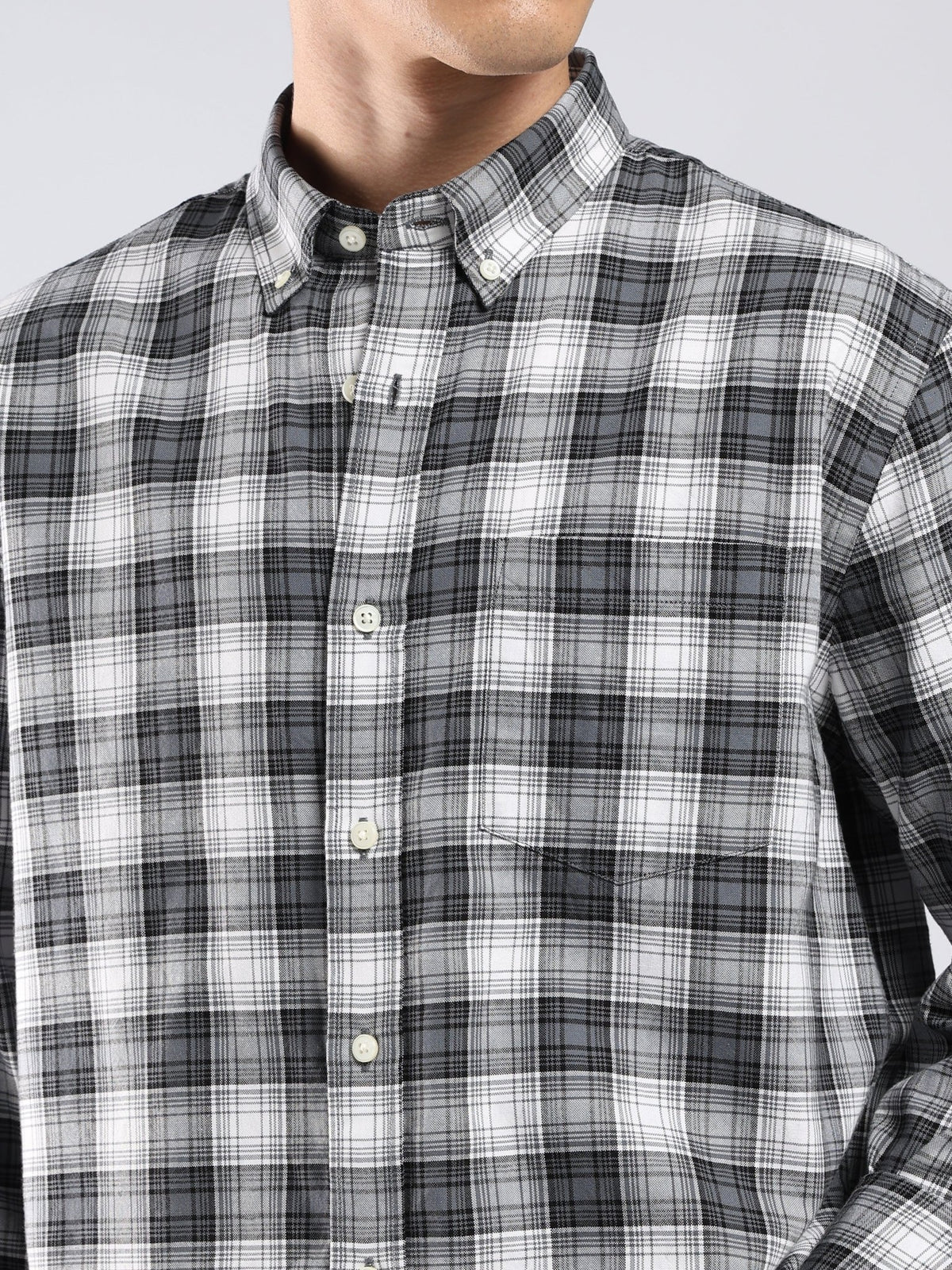 Lutana - Oxford Checks Shirt - Charcoal Grey - Espanshe