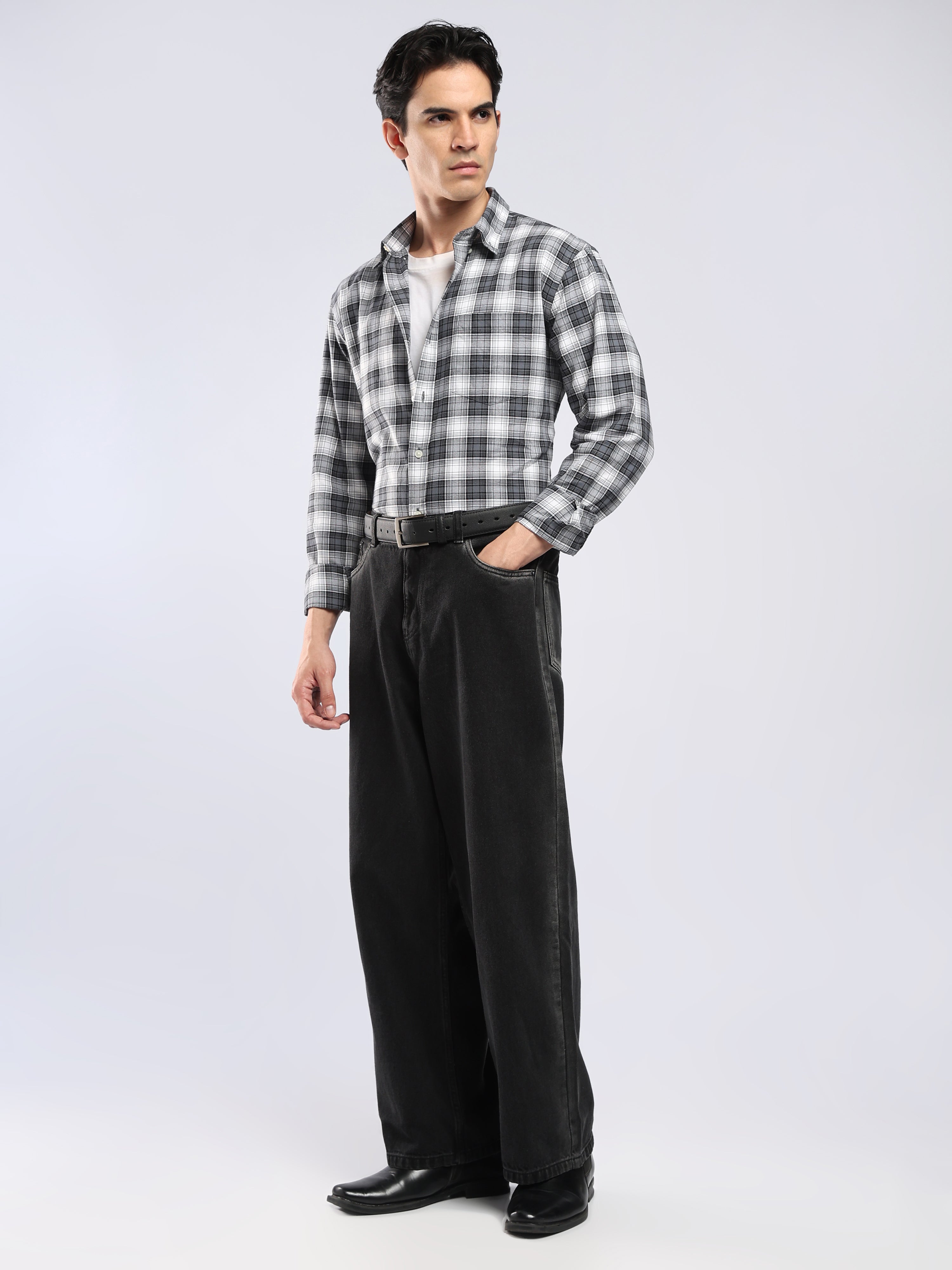 Lutana - Oxford Checks Shirt - Charcoal Grey