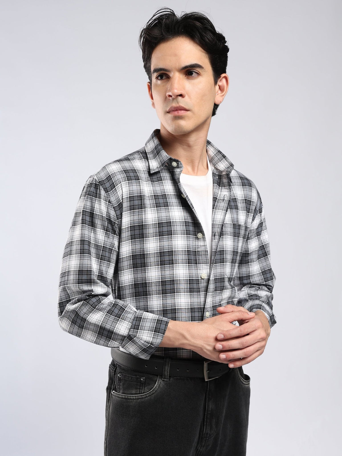 Lutana - Oxford Checks Shirt - Charcoal Grey - Espanshe