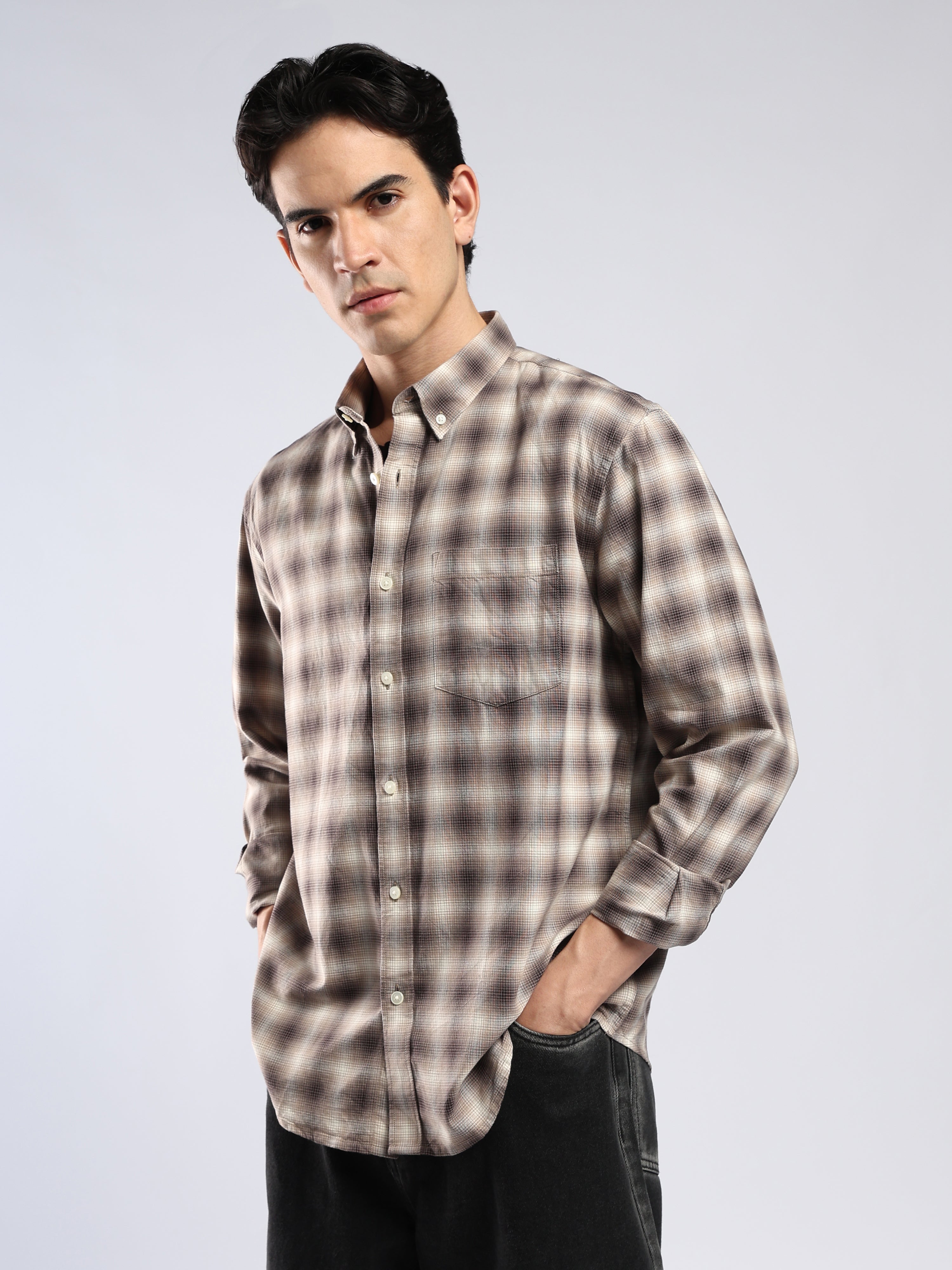 Lutana - Oxford Checks Shirt - Beige
