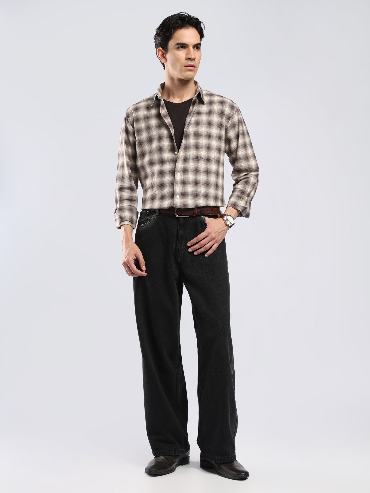 Lutana - Oxford Checks Shirt - Beige - Espanshe