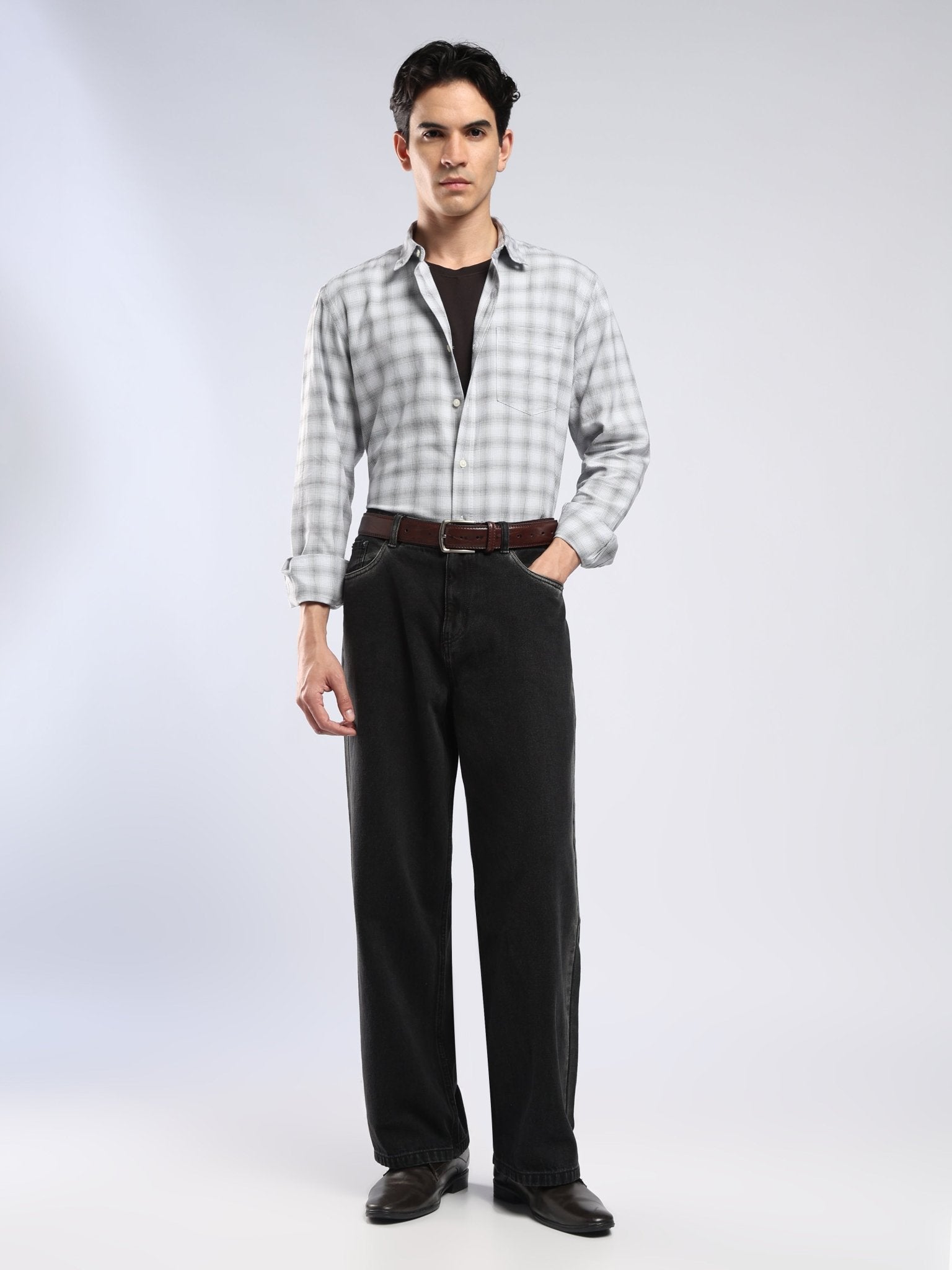 Lutana - Oxford Checks Shirt - Light Grey - Espanshe