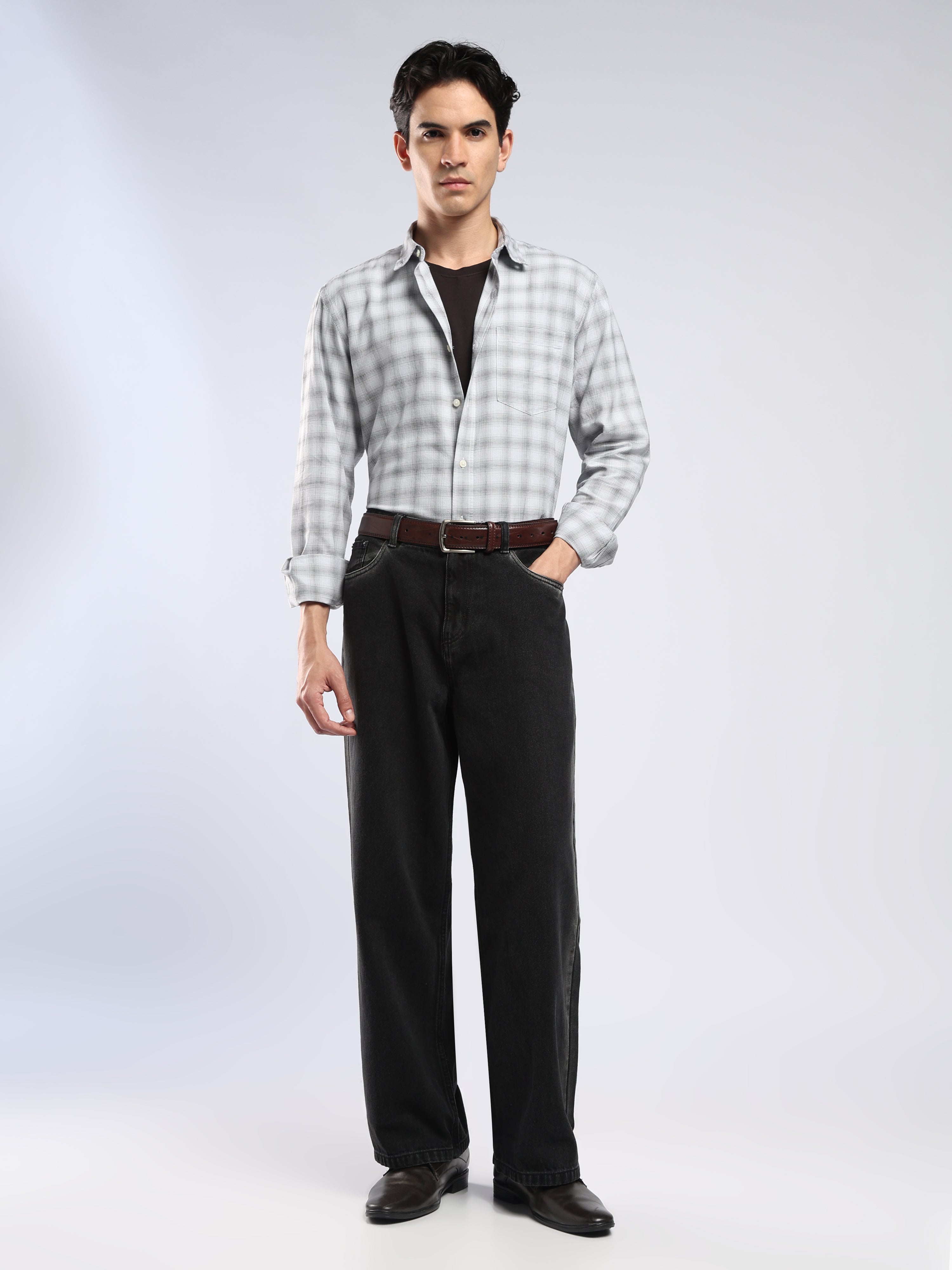 Lutana - Oxford Checks Shirt - Light Grey