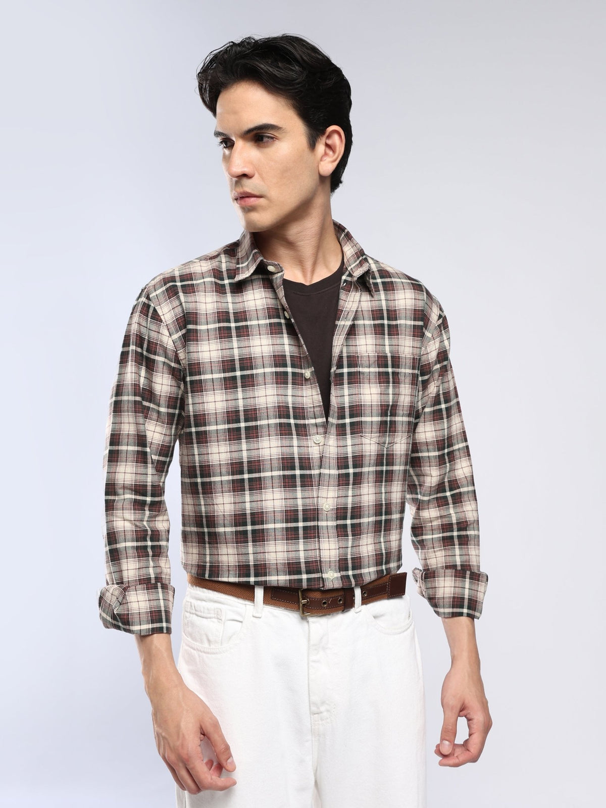 Lutana - Oxford Checks Shirt - Burgundy Red - Espanshe