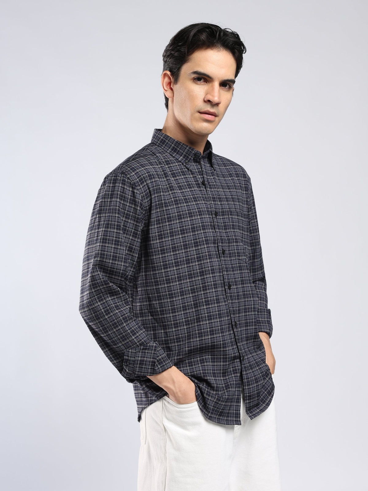 Vololo - Relaxed Fit Checks Shirt - Blue - Espanshe