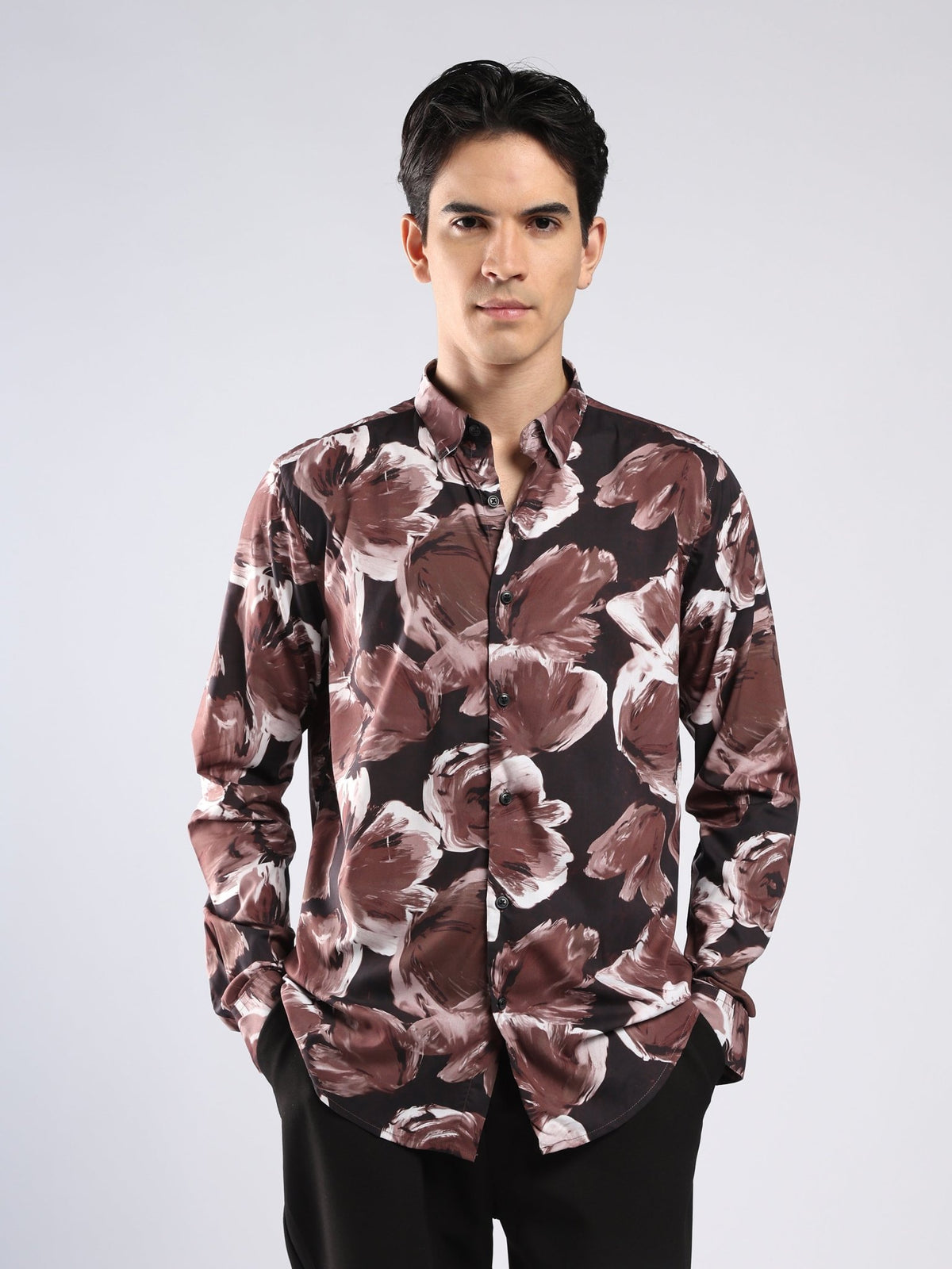 Auvomo - Digital Printed Shirt - Chocolate Brown - Espanshe