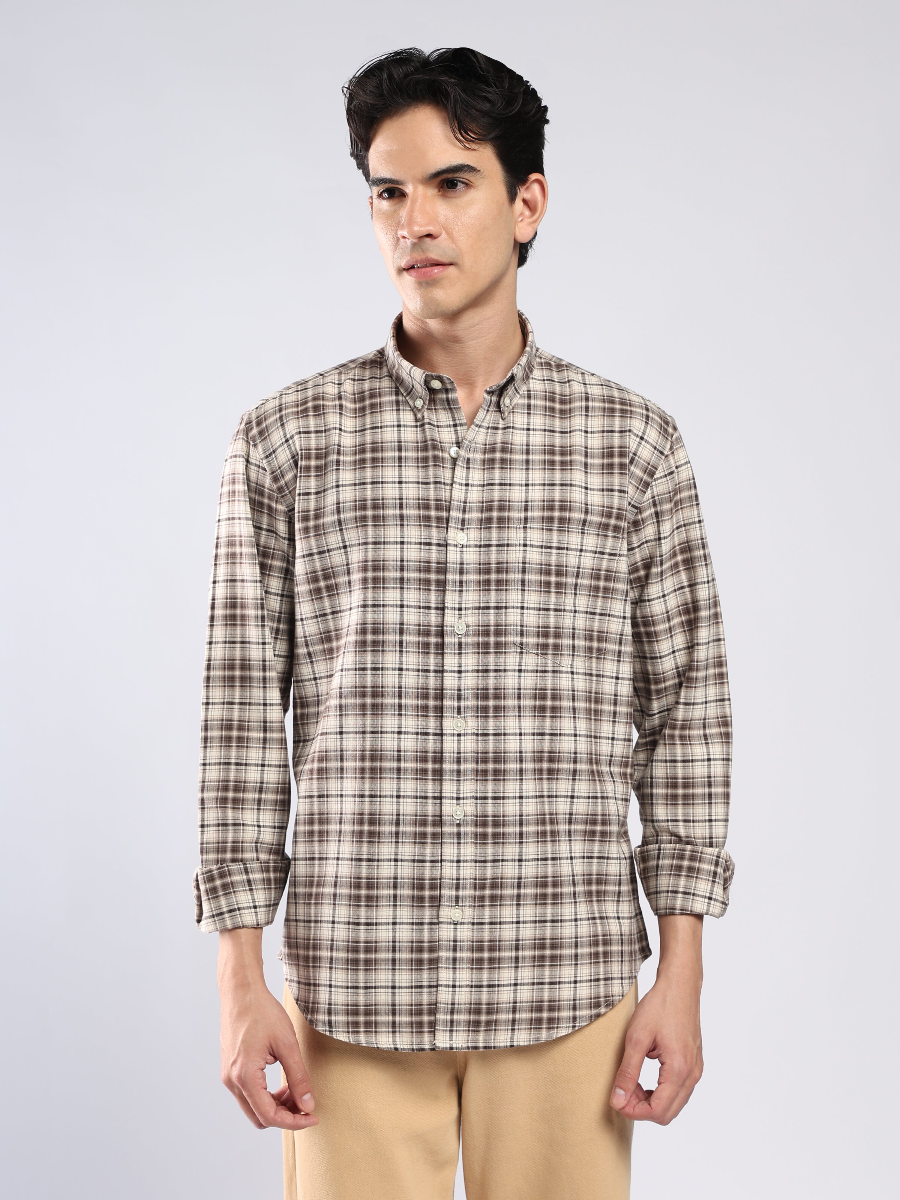 Lutana - Oxford Checks Shirt - Muted Brown