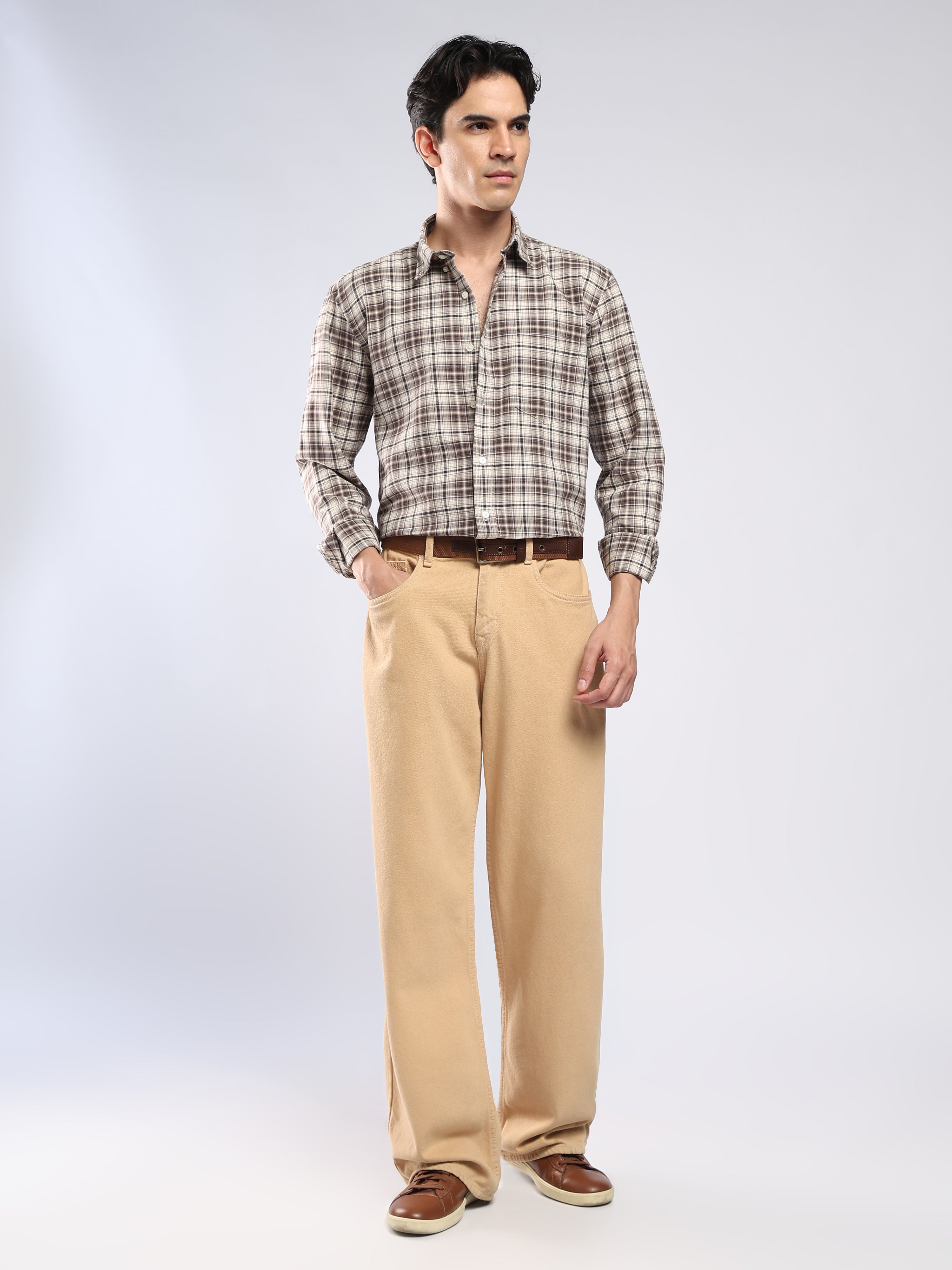 Lutana - Oxford Checks Shirt - Muted Brown