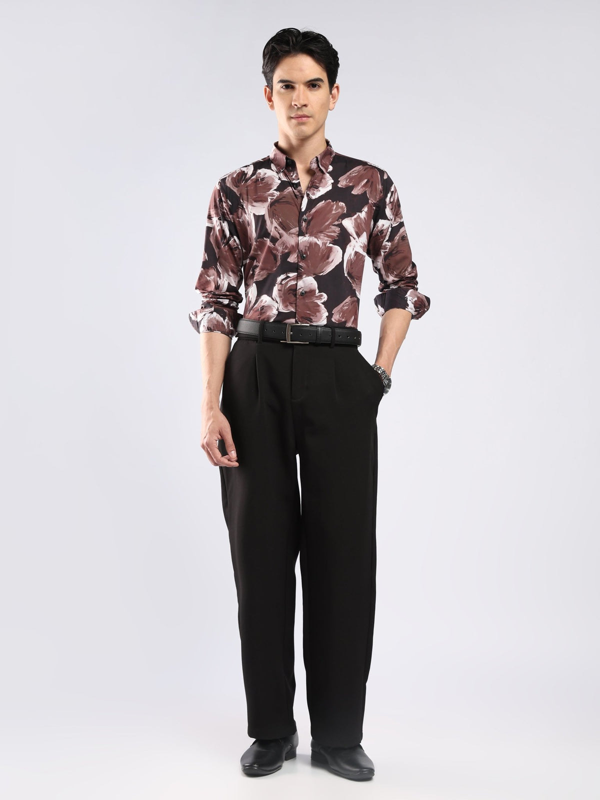 Auvomo - Digital Printed Shirt - Chocolate Brown - Espanshe