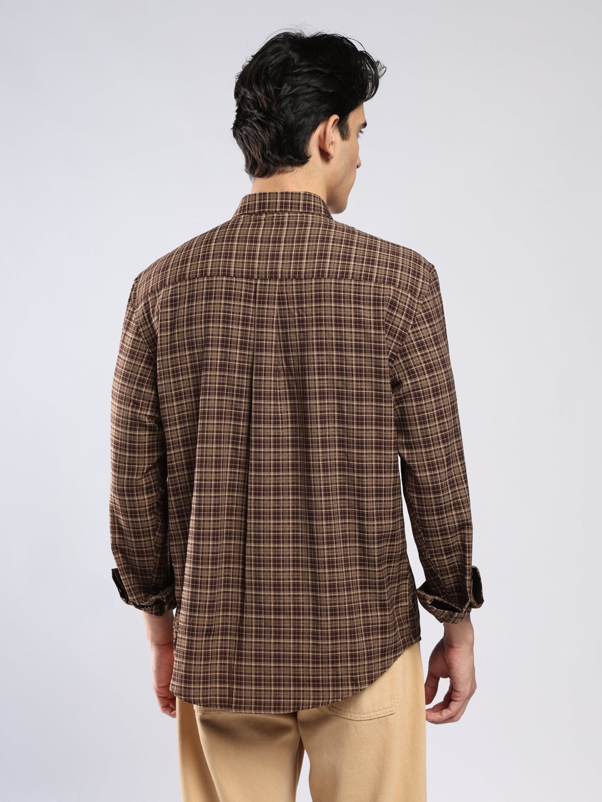 Vololo - Relaxed Fit Checks Shirt - Brown - Espanshe