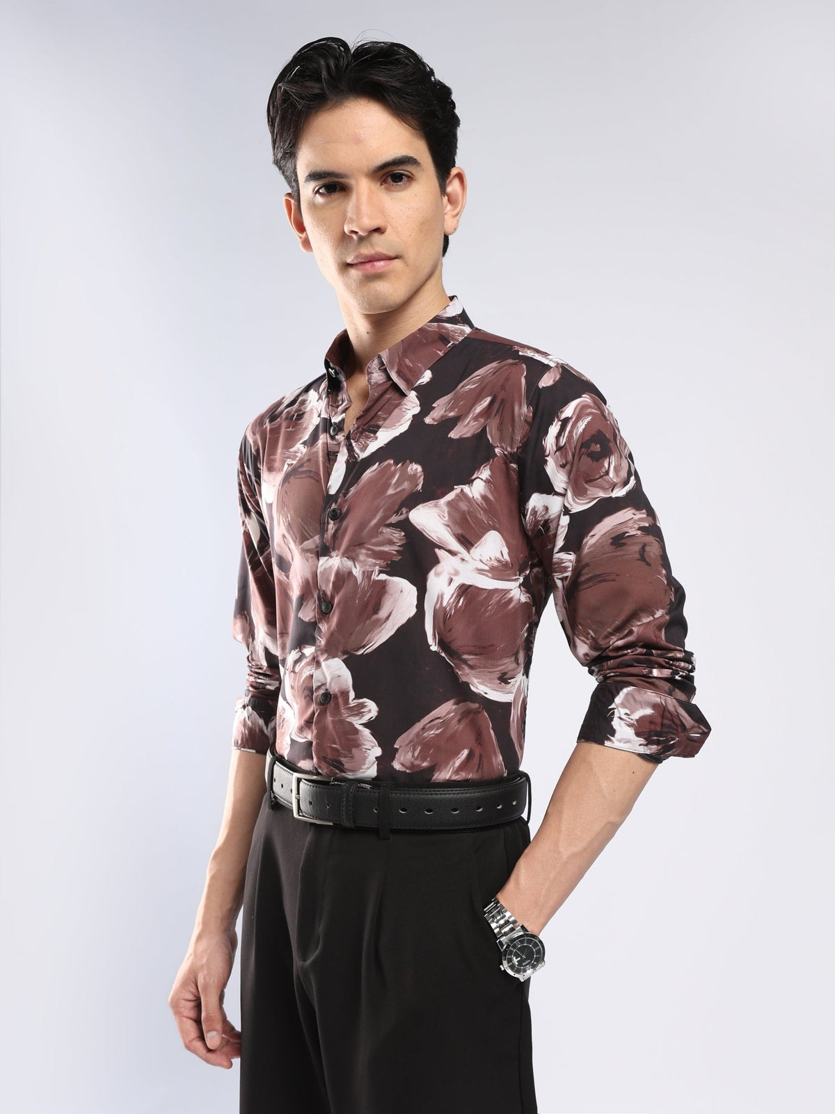 Auvomo - Digital Printed Shirt - Chocolate Brown - Espanshe
