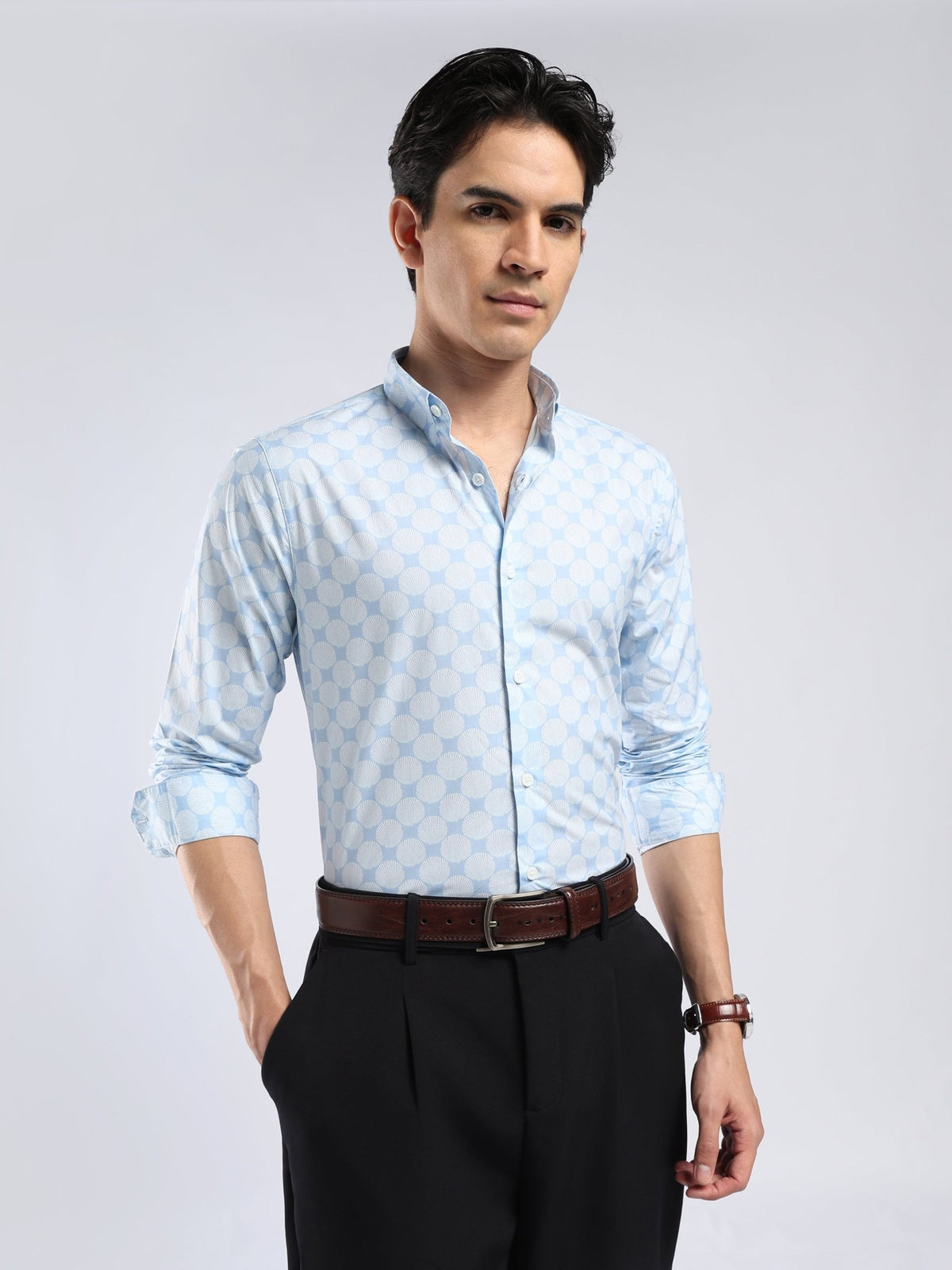 Auvomo - Digital Printed Shirt - Light Blue - Espanshe