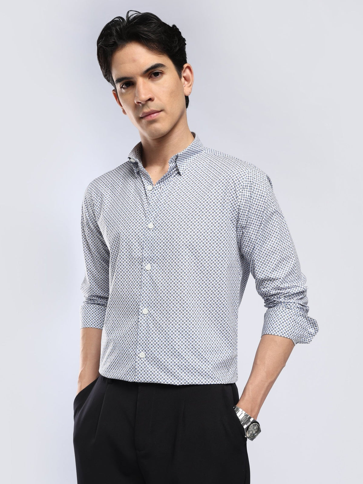 Auvomo - Digital Printed Shirt - Navy Blue - Espanshe