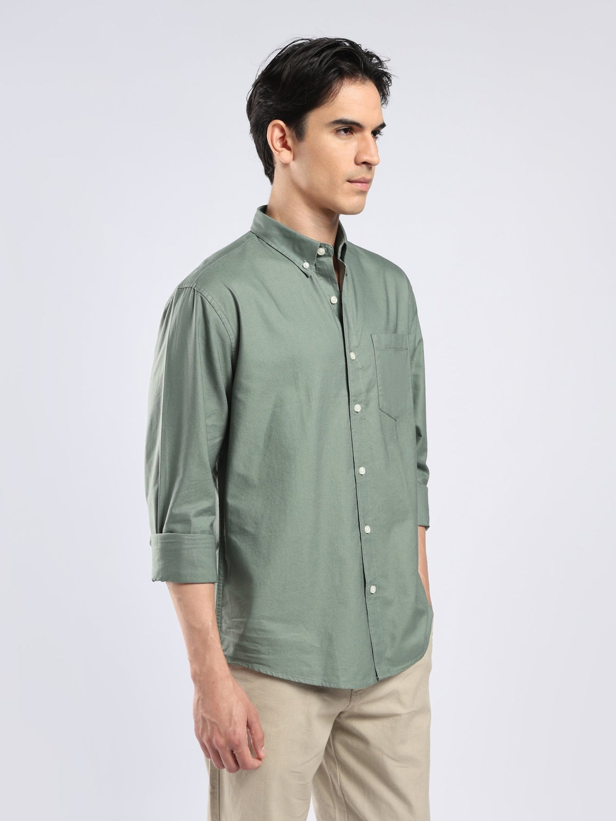 Tava - Relaxed Fit Oxford Shirt - Green - Espanshe