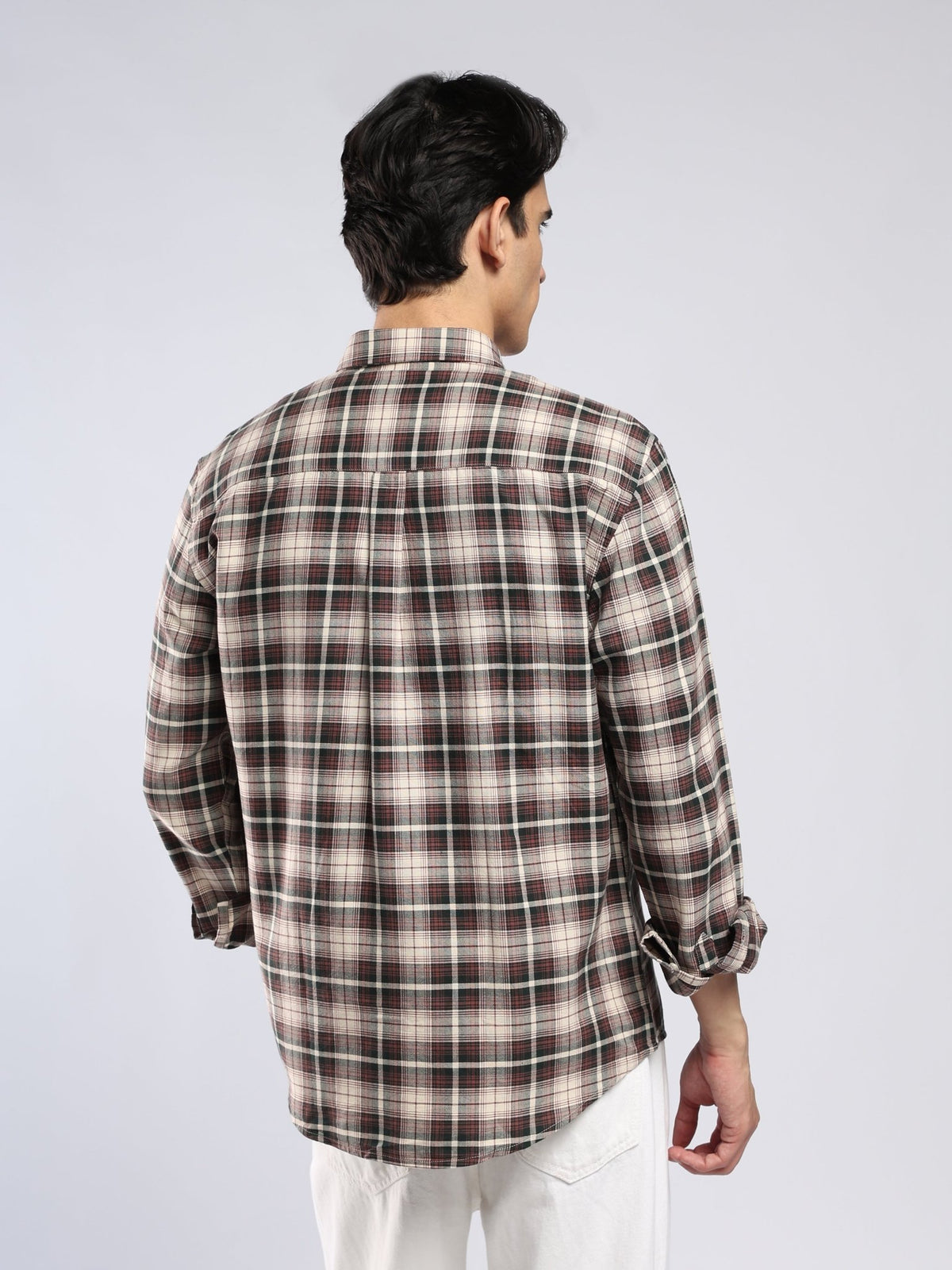Lutana - Oxford Checks Shirt - Burgundy Red - Espanshe