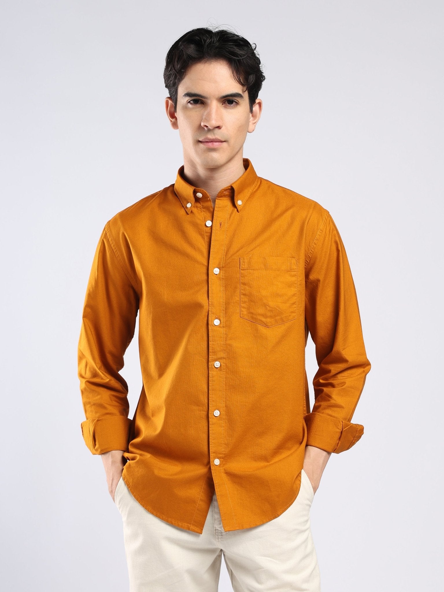 Tava - Relaxed Fit Oxford Shirt - Orange - Espanshe