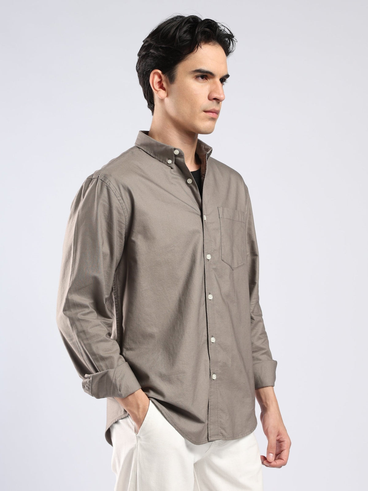 Tava - Relaxed Fit Oxford Shirt - Grey - Espanshe
