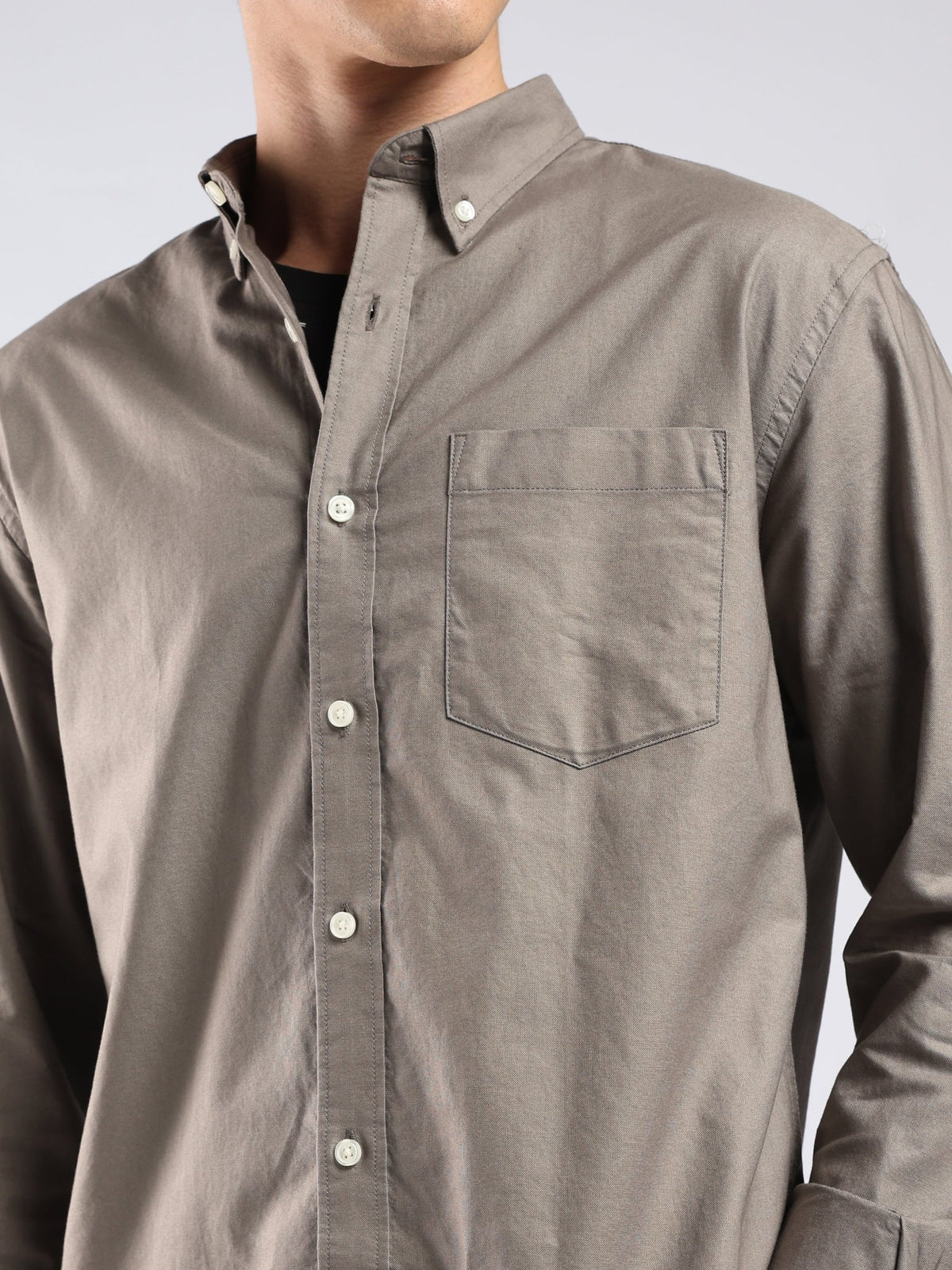 Tava - Relaxed Fit Oxford Shirt - Grey - Espanshe