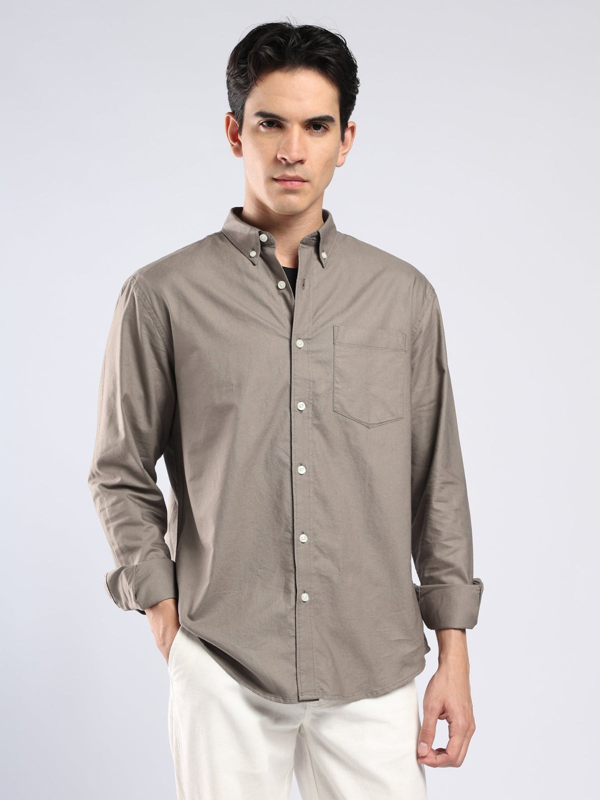 Tava - Relaxed Fit Oxford Shirt - Grey - Espanshe