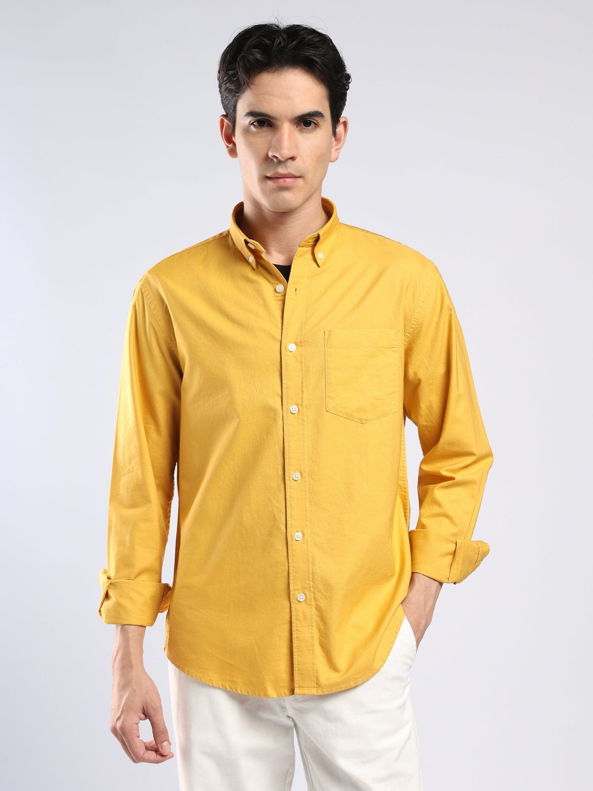 Tava - Relaxed Fit Oxford Shirt - Yellow - Espanshe