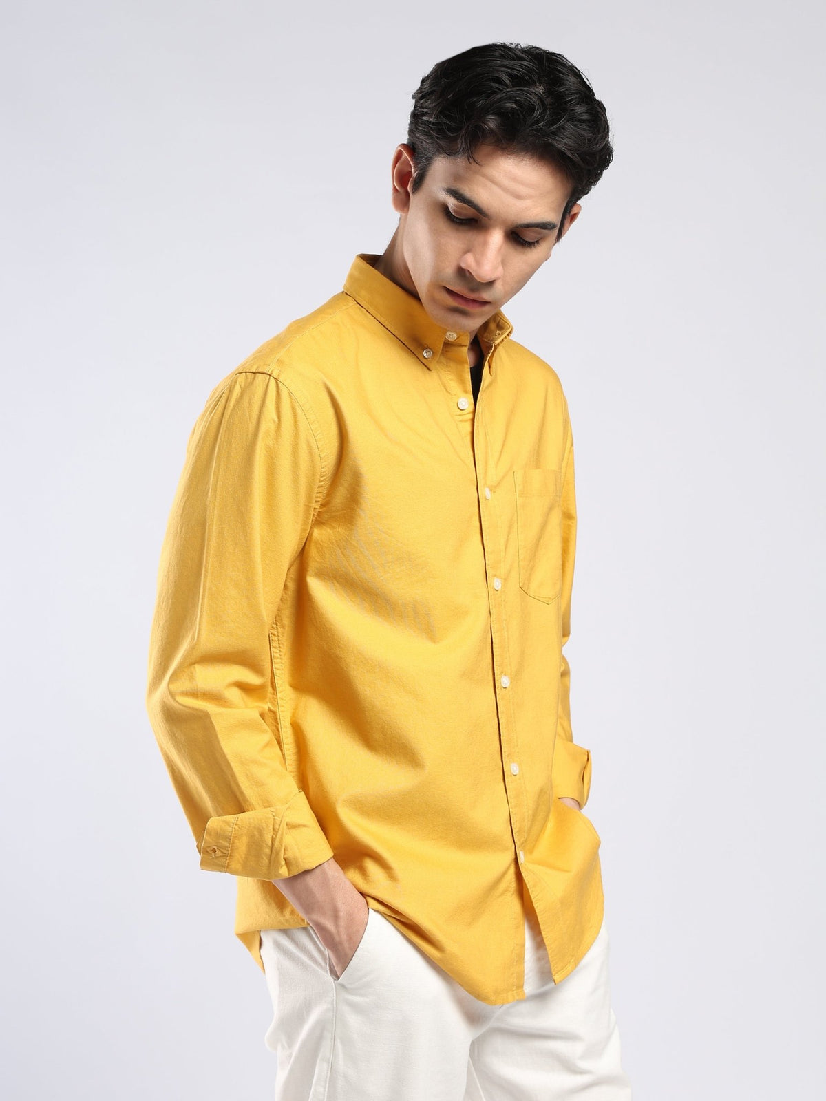 Tava - Relaxed Fit Oxford Shirt - Yellow - Espanshe