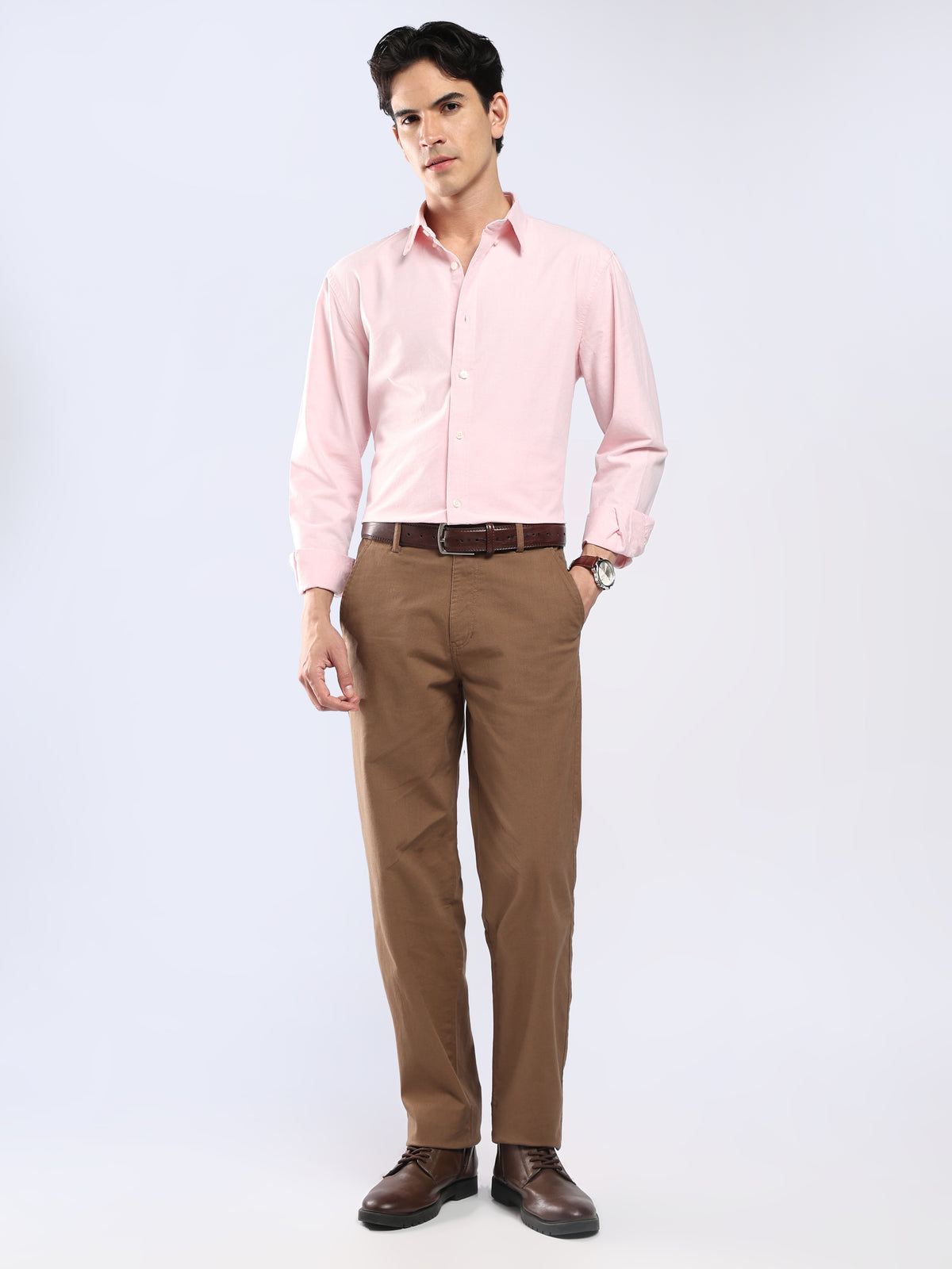 Cove -  Relaxed Fit Yarn Dyed Oxford Shirt  - Light Pink