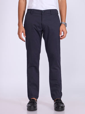 Men's Skinny Fit Cotton Pant in navy blue
