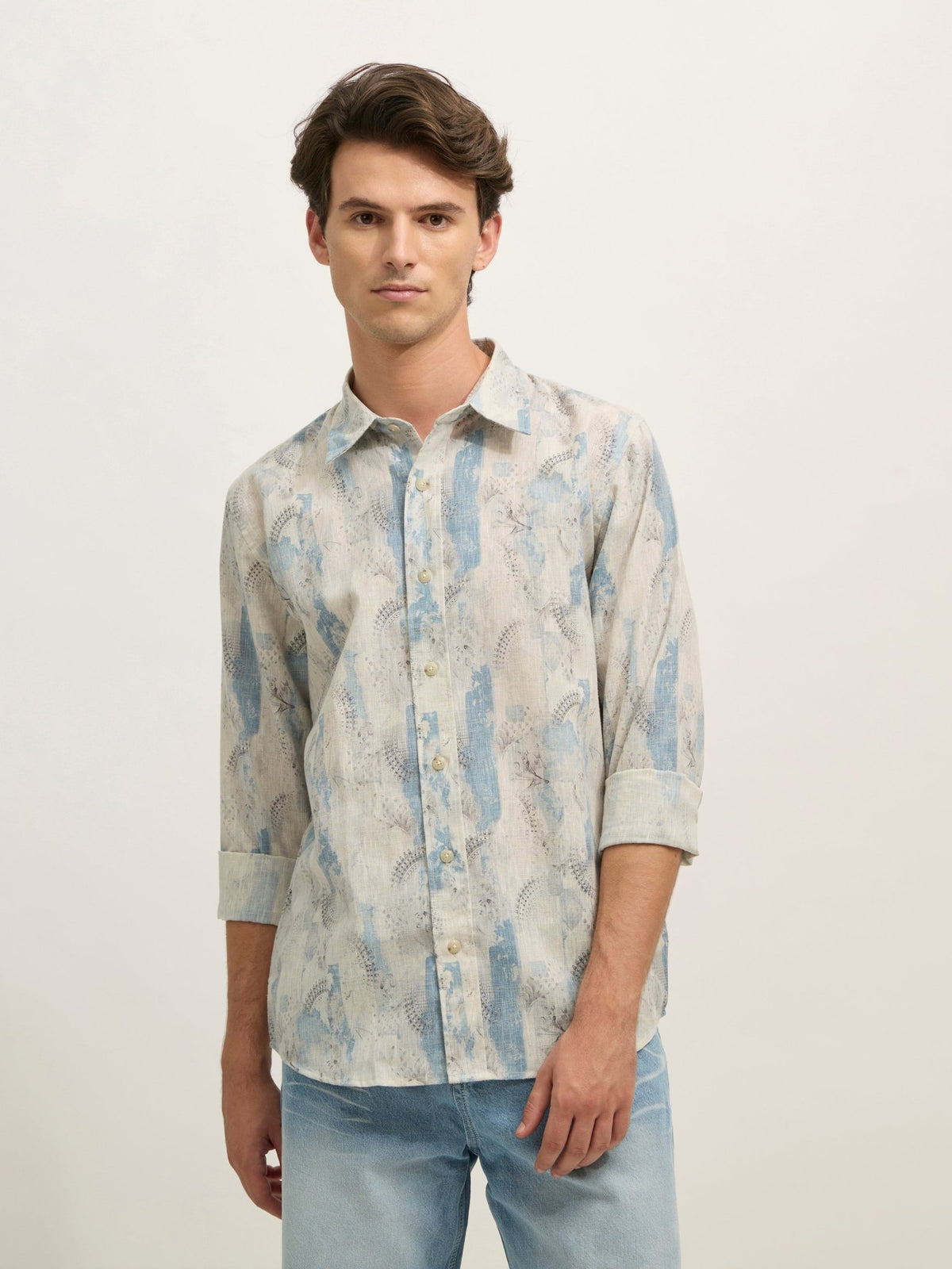 Westley - Regular Floral Printed Shirt - Ice Blue - Espanshe