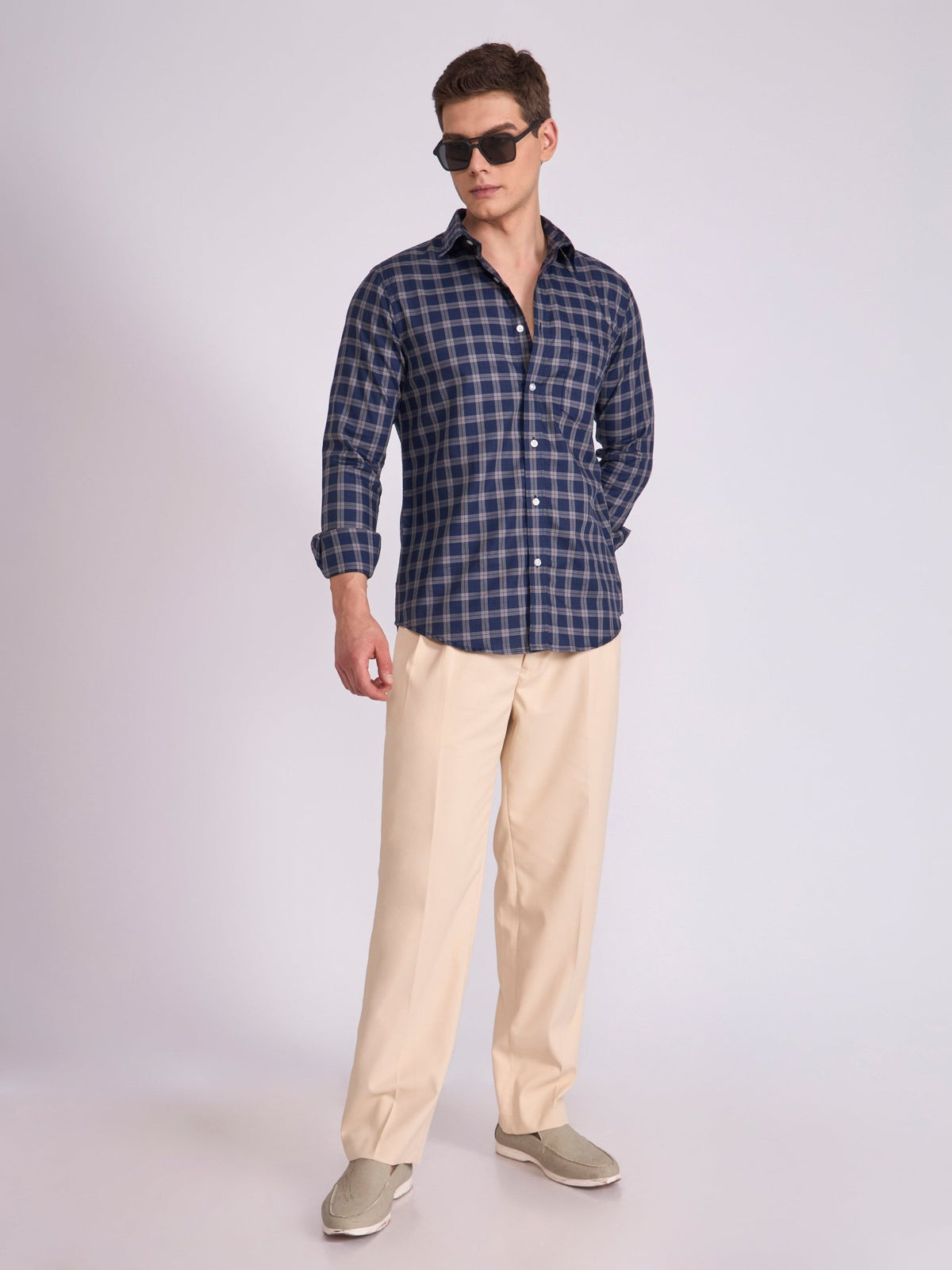 Quint - Check Shirt - Midnight Blue - Espanshe