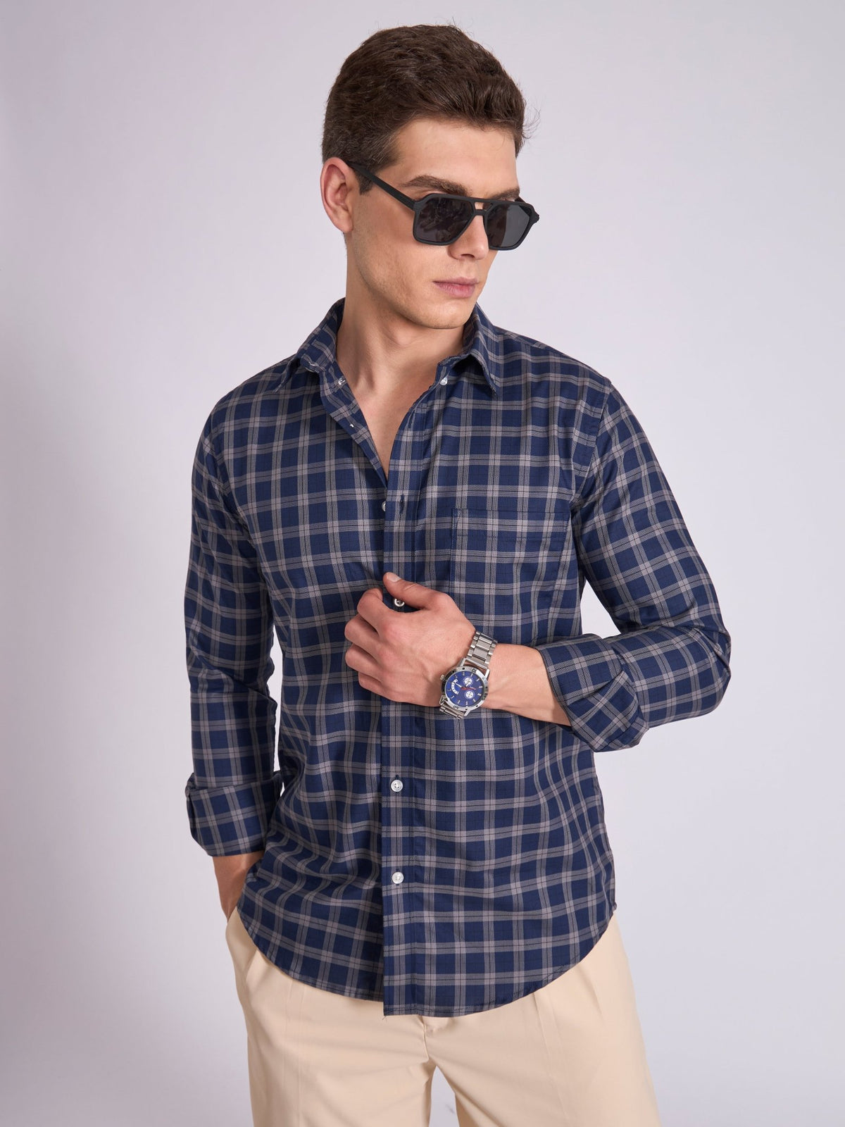 Quint - Check Shirt - Midnight Blue - Espanshe