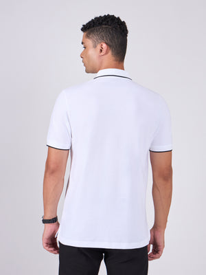 Men's Polo T-Shirt with Contrast Tipping - white