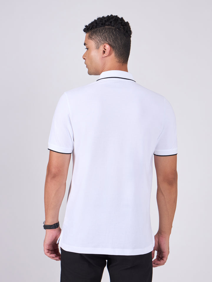 Men's Polo T-Shirt with Contrast Tipping - white