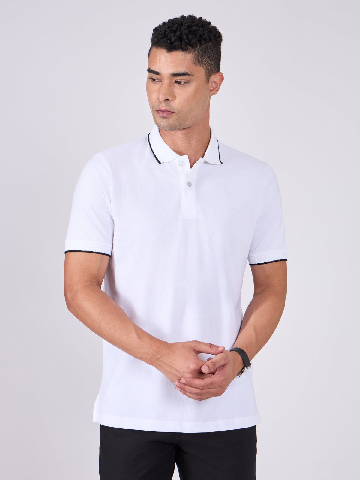 Orwell - Polo T-Shirt with Contrast Tipping - White - Espanshe