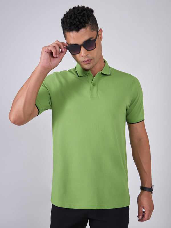 Orwell - Polo T-Shirt with Contrast Tipping -  Nephrite