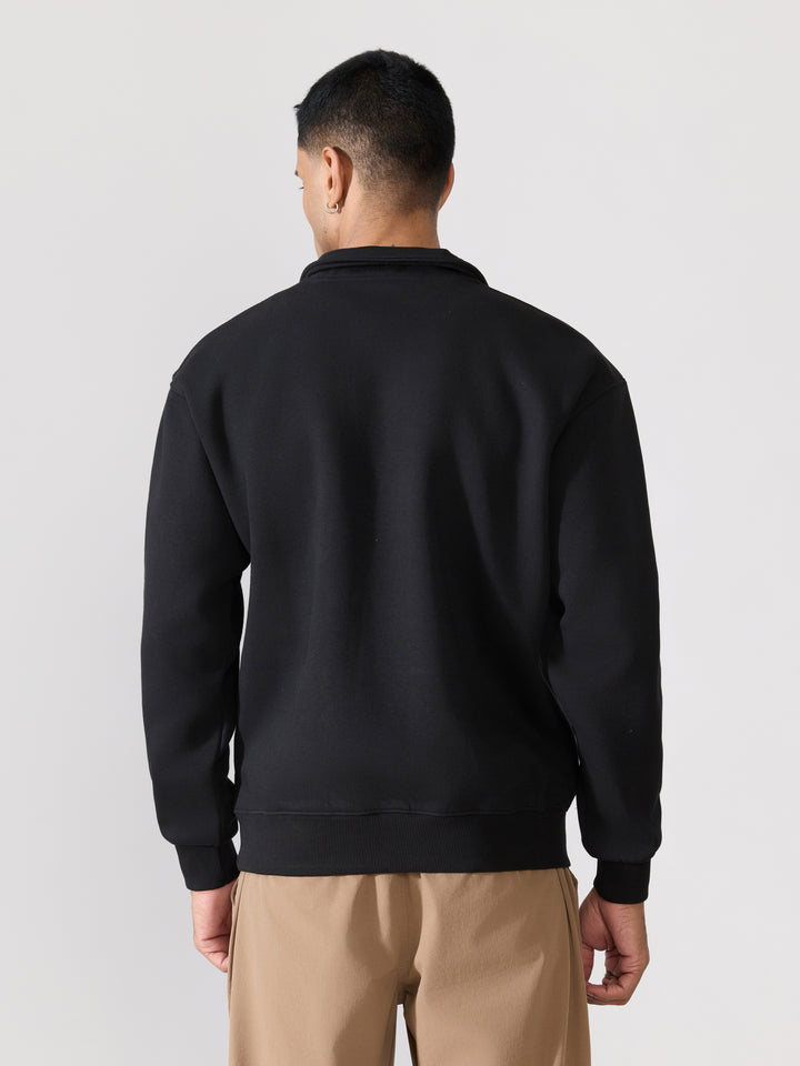 Men's Black Adventure Graphic Half-Zip Sweatshirt